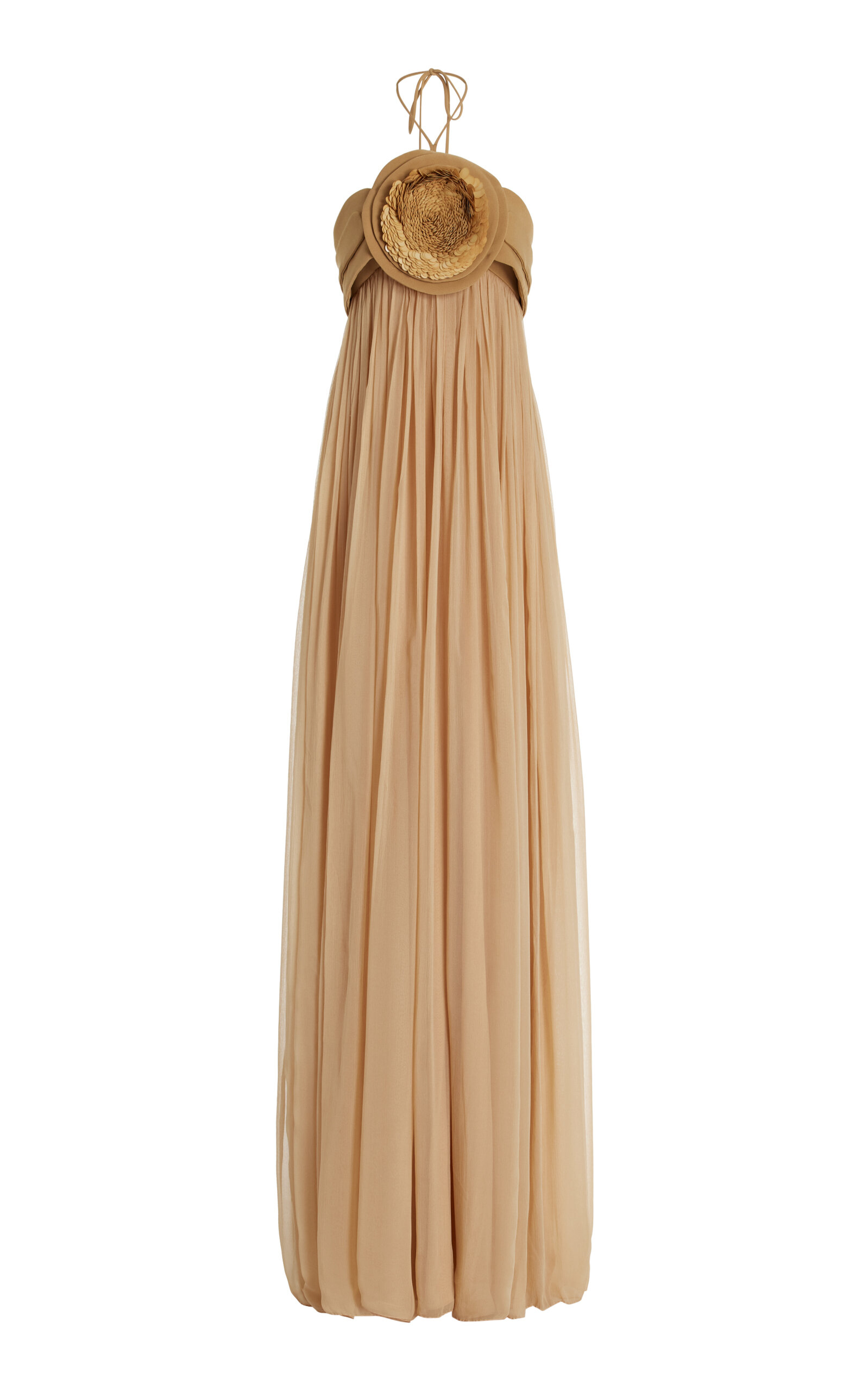 Shop Alexis Mallorie Chiffon Halter Maxi Dress In Neutral