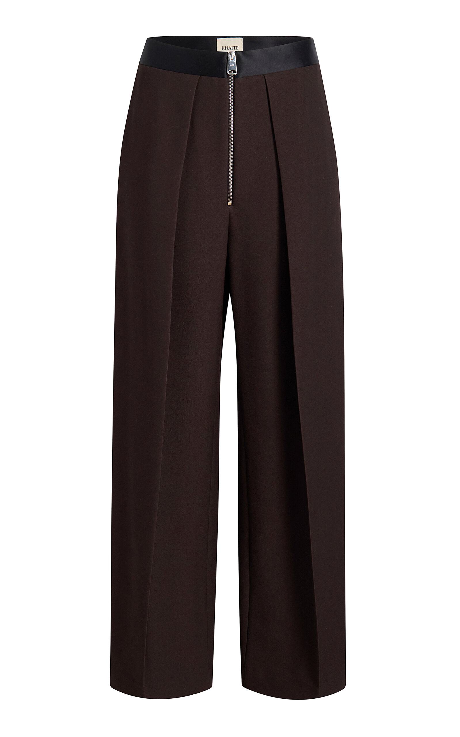 Shop Khaite Marine Zipped Crepe Wide-leg Pants In Brown