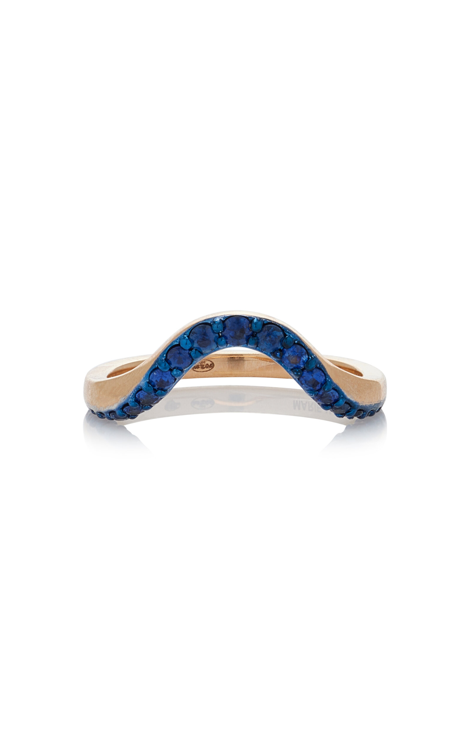 Shop Marie Mas 18k Rose Gold Sapphire Ring In Blue