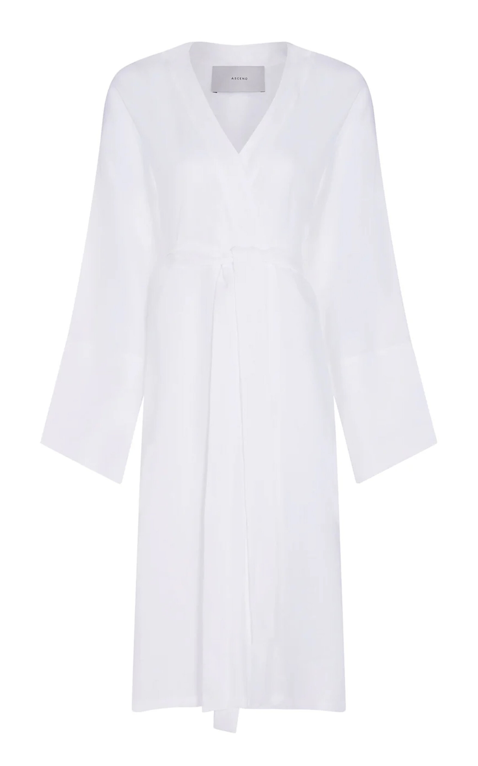 Shop Asceno The Athens Linen Robe In White