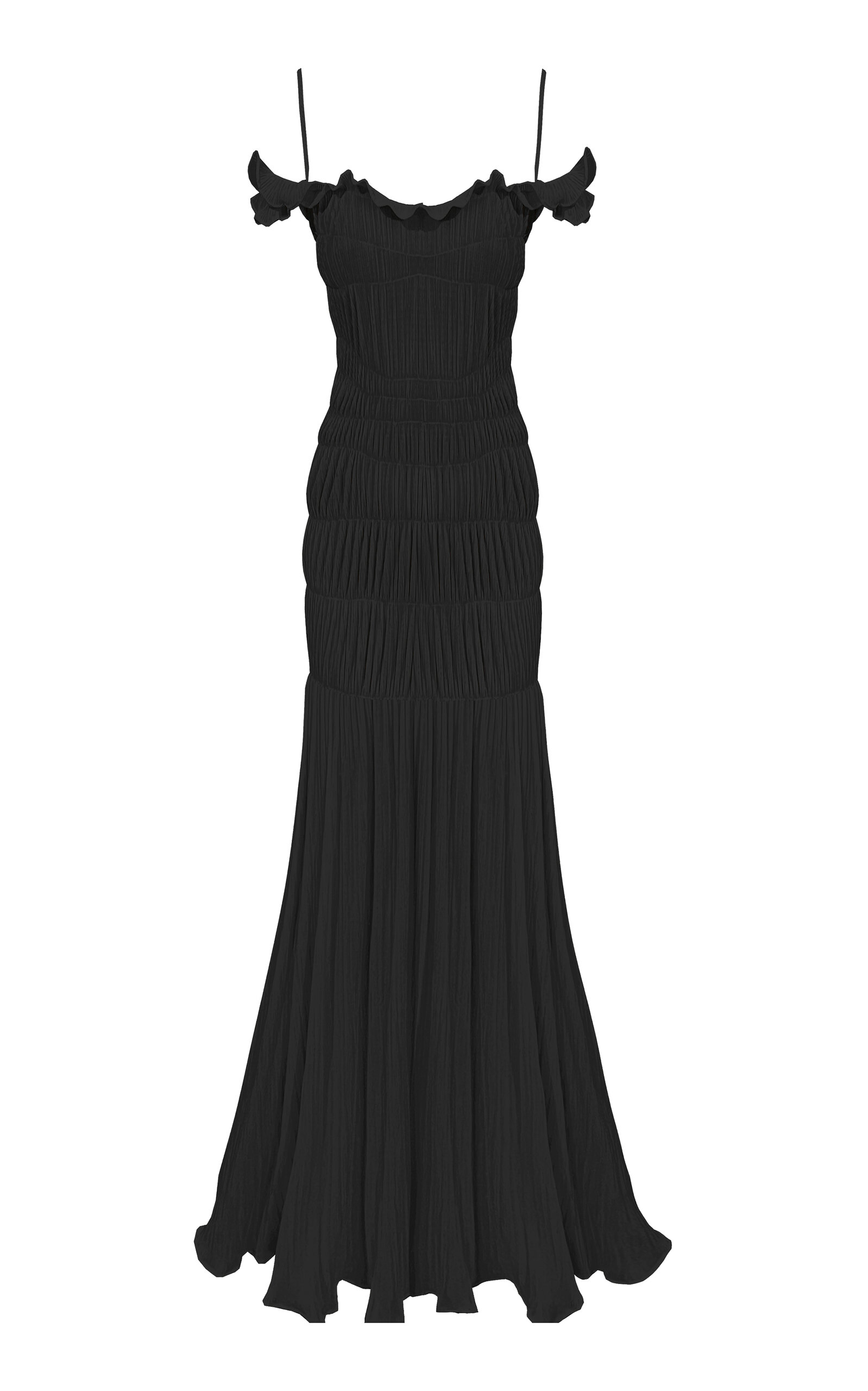 Shop Georgia Hardinge Harlow Shirred Plissé Jersey Maxi Dress In Black