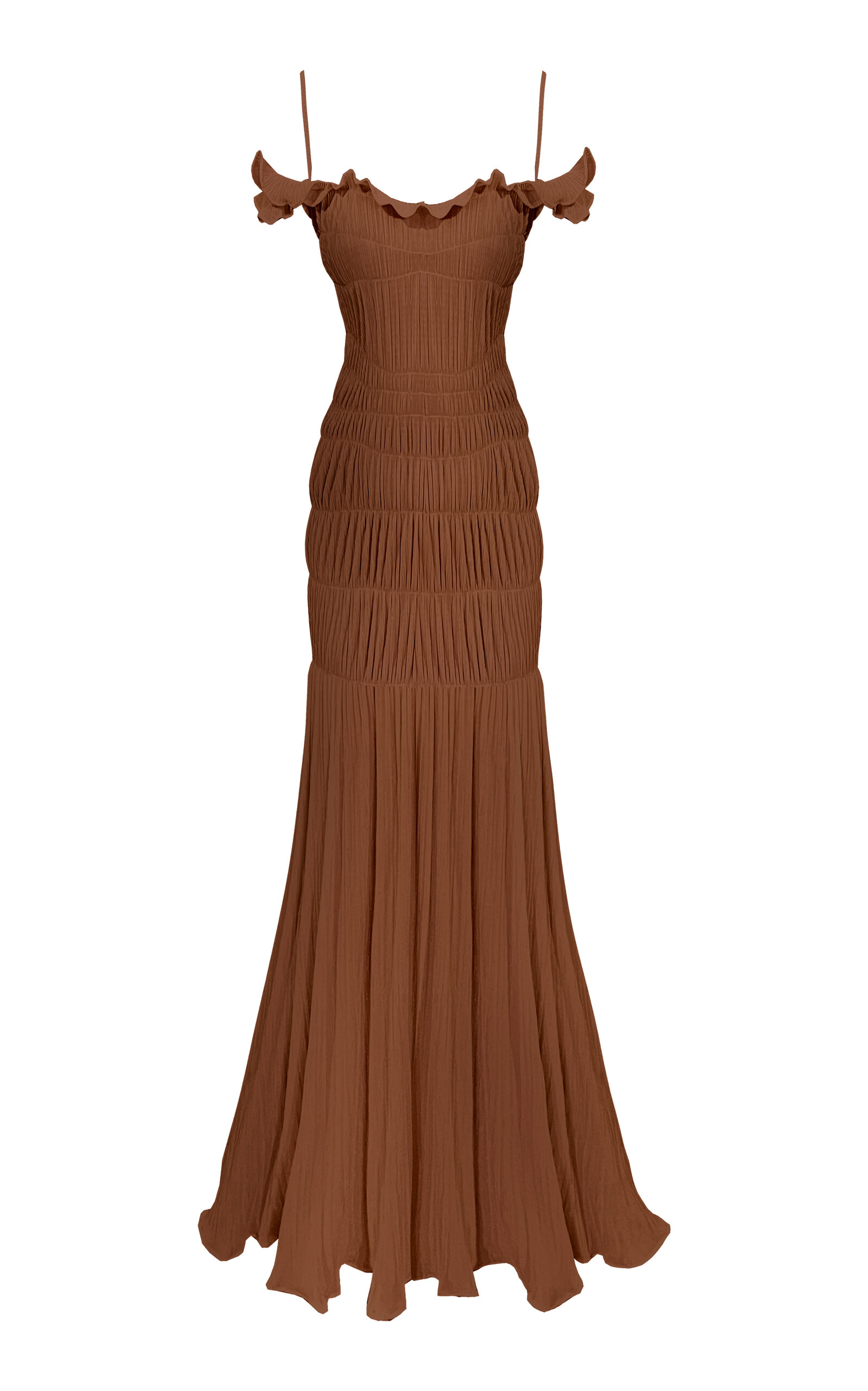 Harlow Shirred Plissé Jersey Maxi Dress