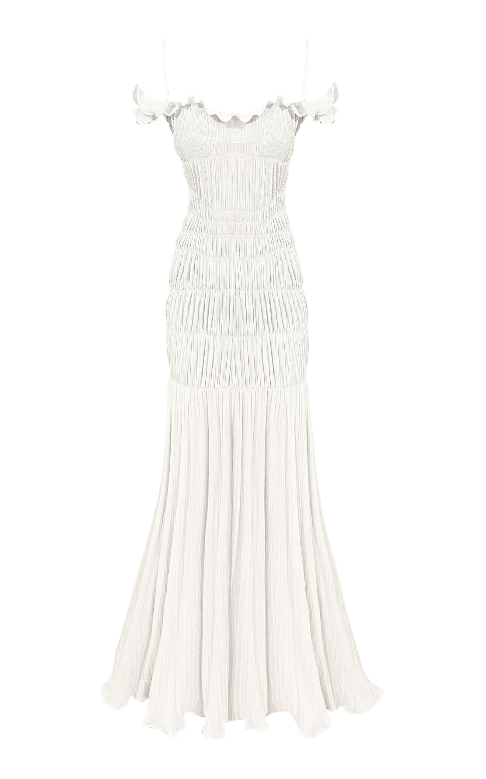 Shop Georgia Hardinge Harlow Shirred Plissé Jersey Maxi Dress In Ivory