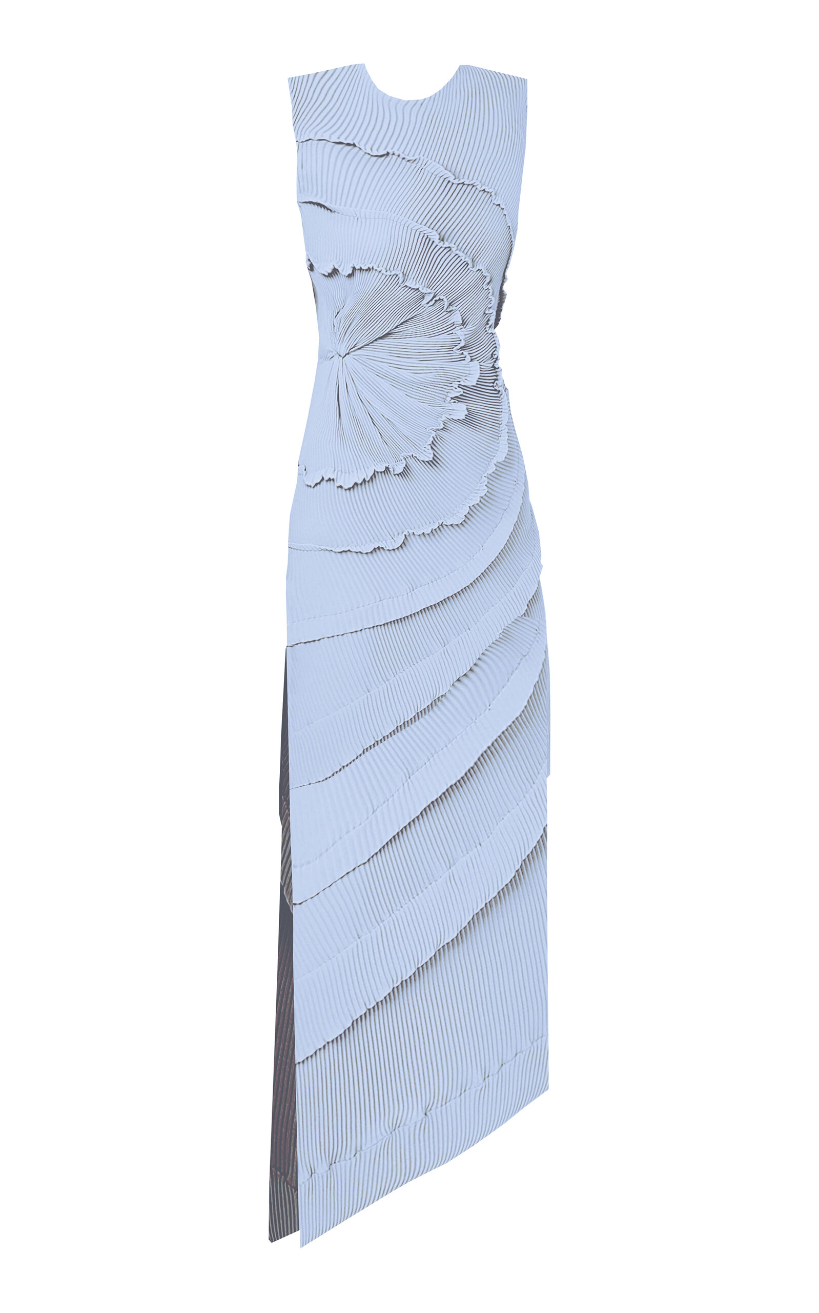 Opal Ruffled Plissé Jersey Maxi Dress