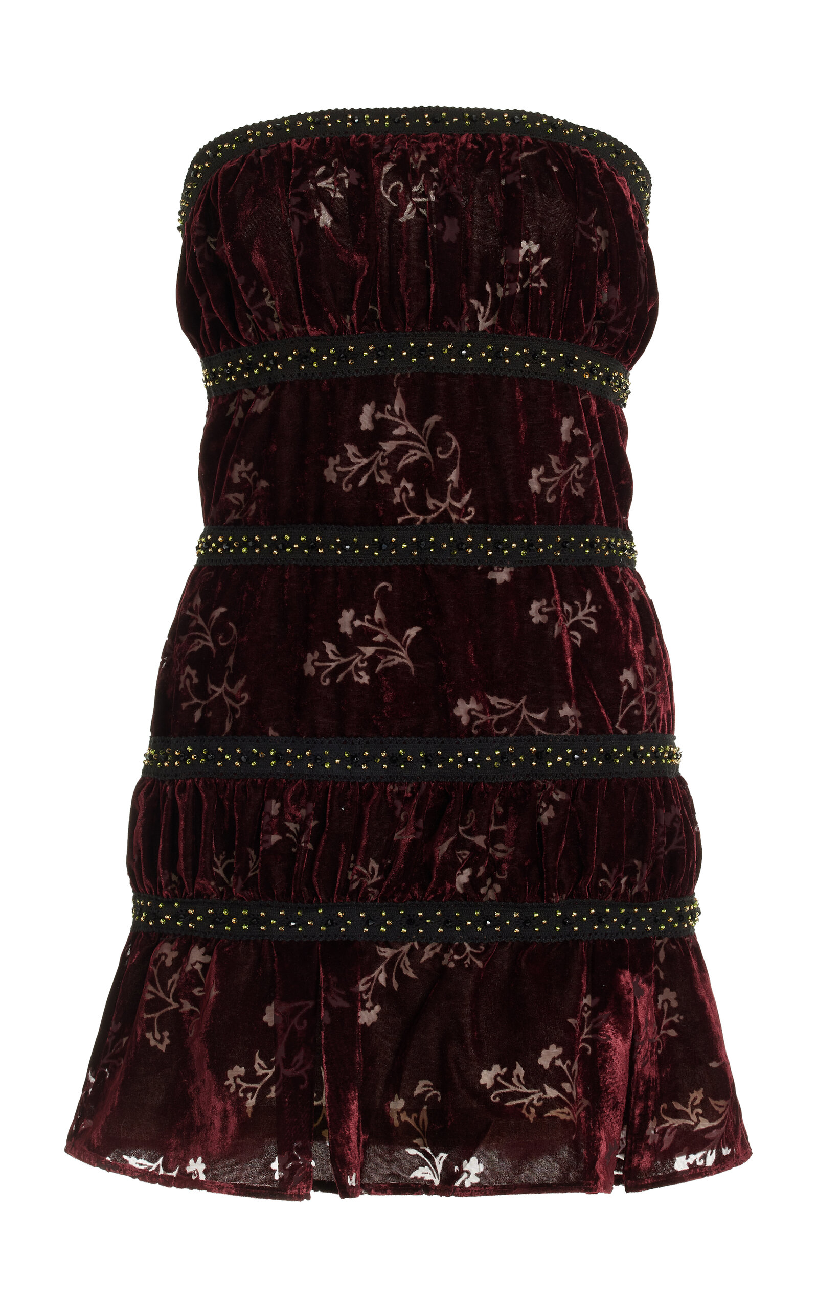 Francine Hand-Beaded Lace-Trimmed Velvet Mini Dress