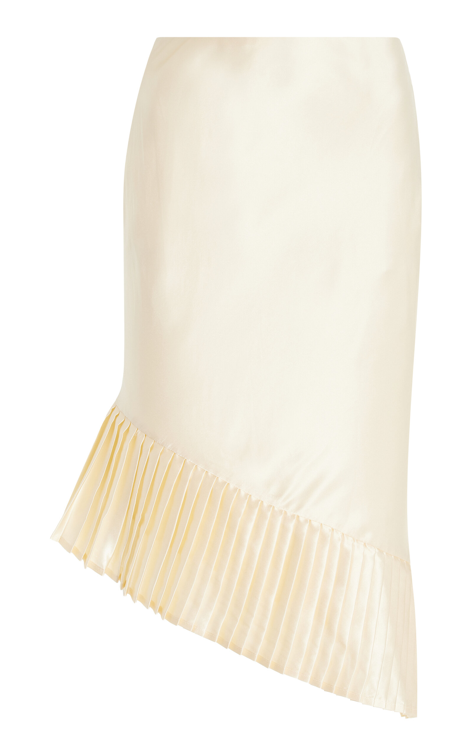 Shop Fait Par Foutch Annabelle Hand-pleated Silk Charmeuse Midi Skirt In Ivory