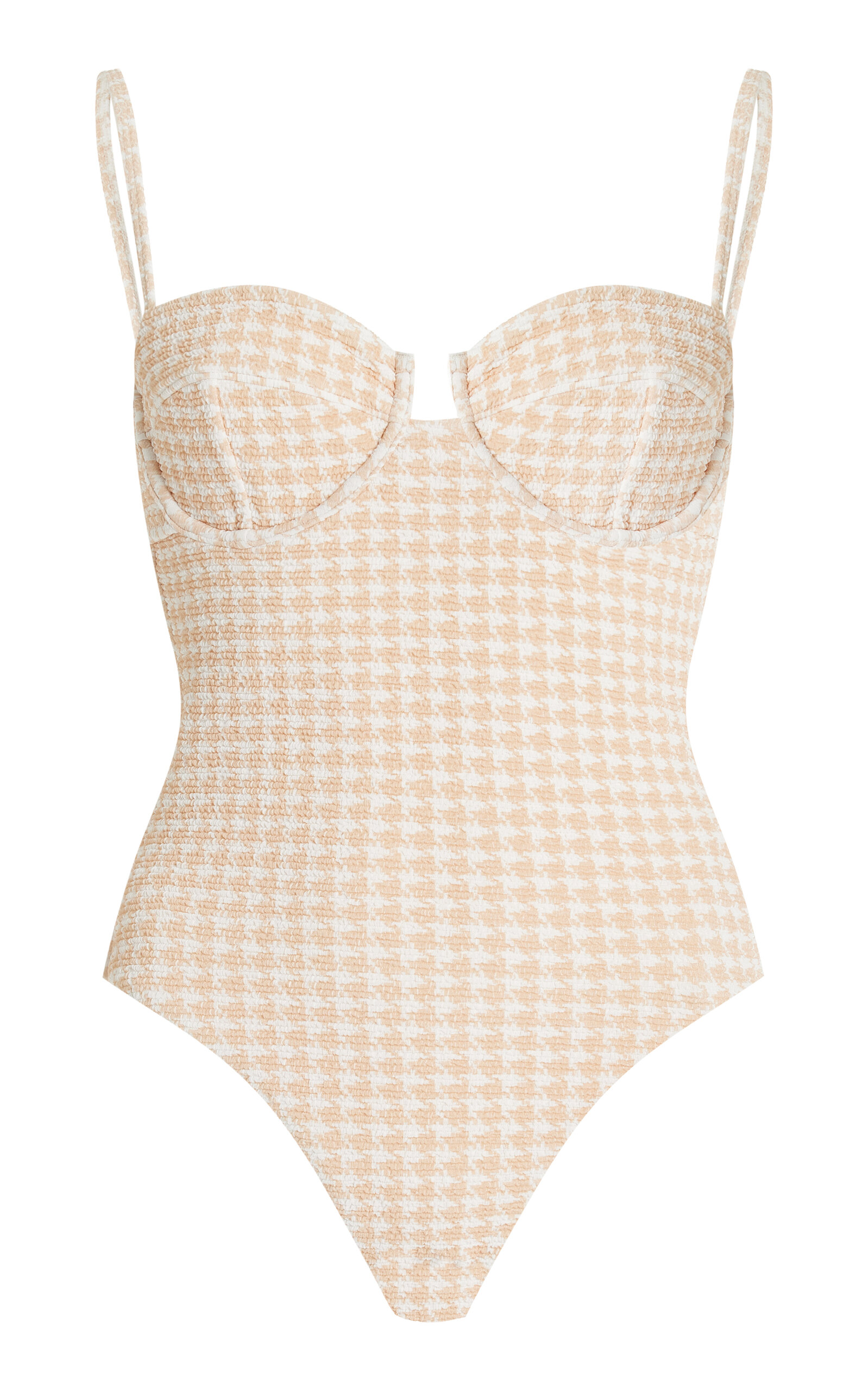 ELCE CINDY HOUNDSTOOTH BALCONETTE ONE-PIECE SWIMSUIT 