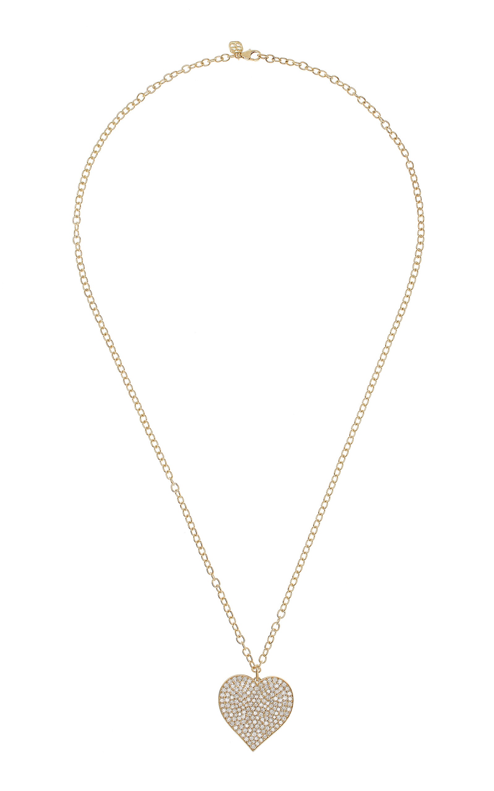 Shop Sydney Evan Supersize 14k Yellow Gold Diamond Heart Necklace