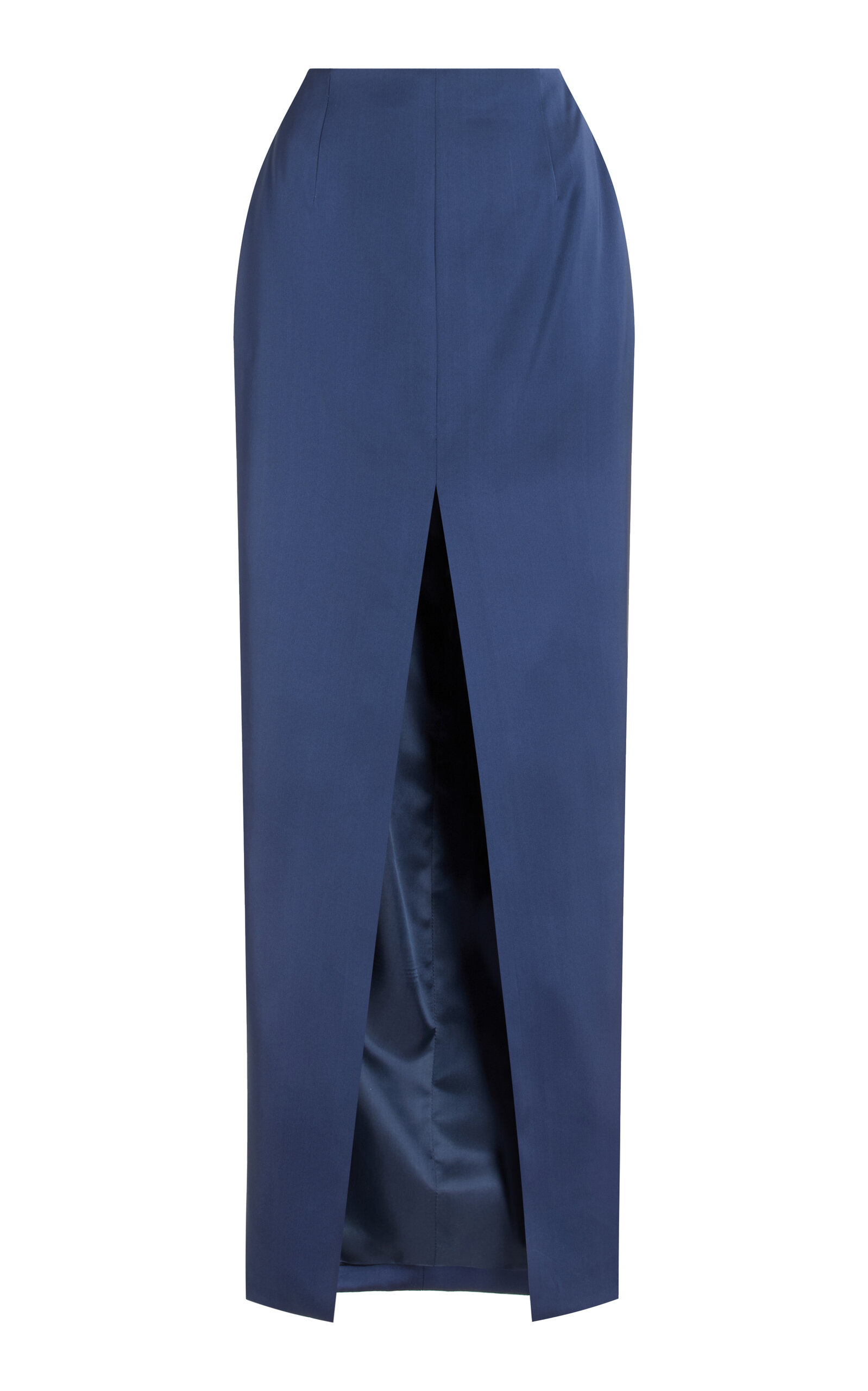 Shop Delpozo Overture Satin Maxi Skirt In Navy