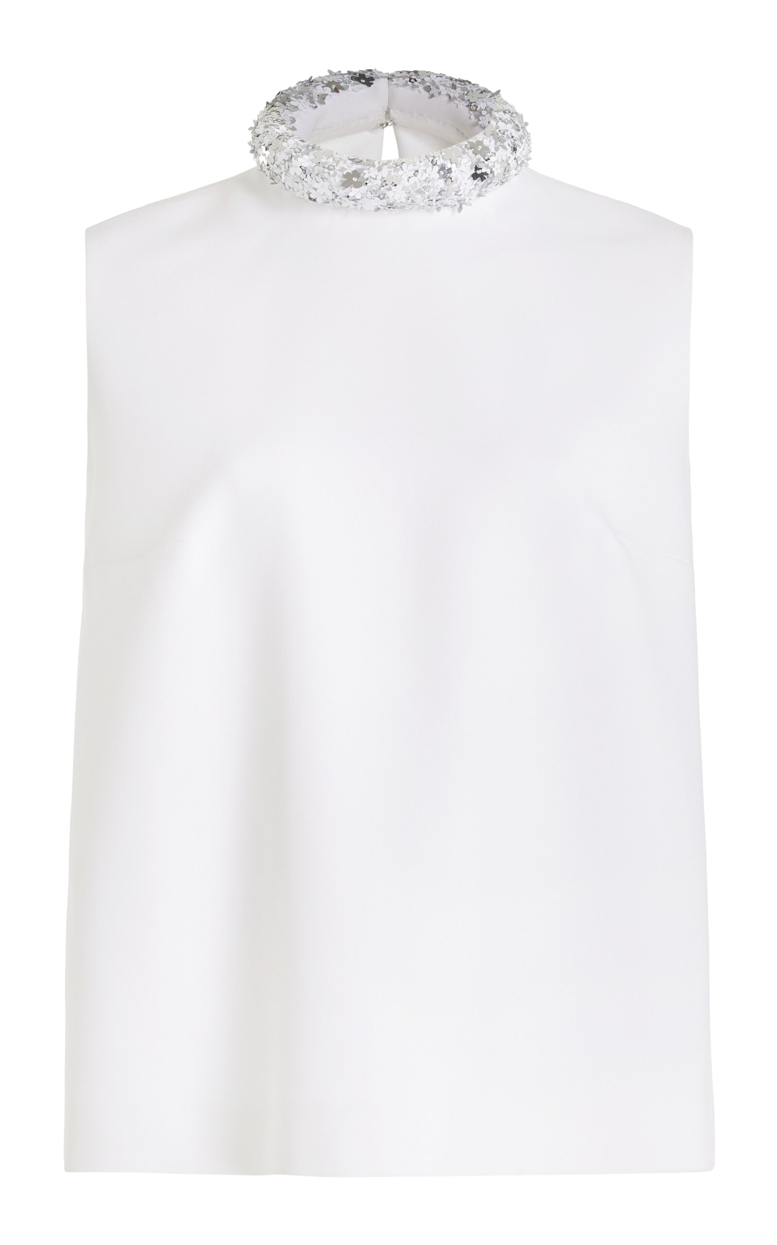 Shop Delpozo Hand-embroidered Satin Top In White