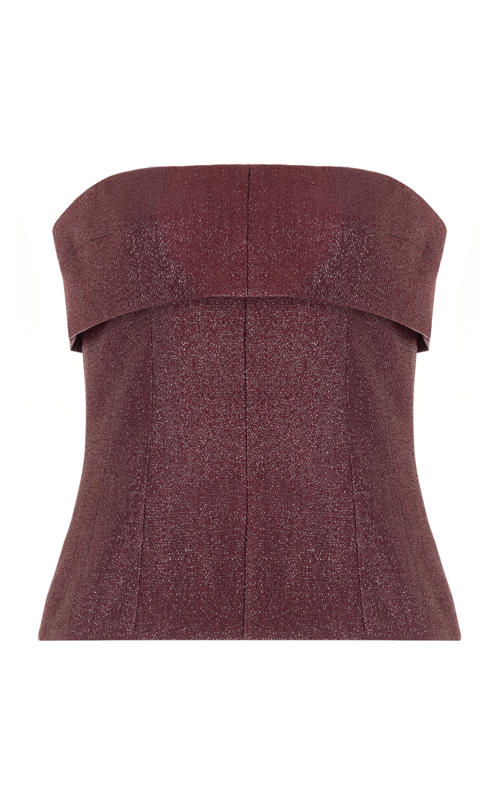 Shop Delpozo Glittered Twill Bustier Top In Burgundy