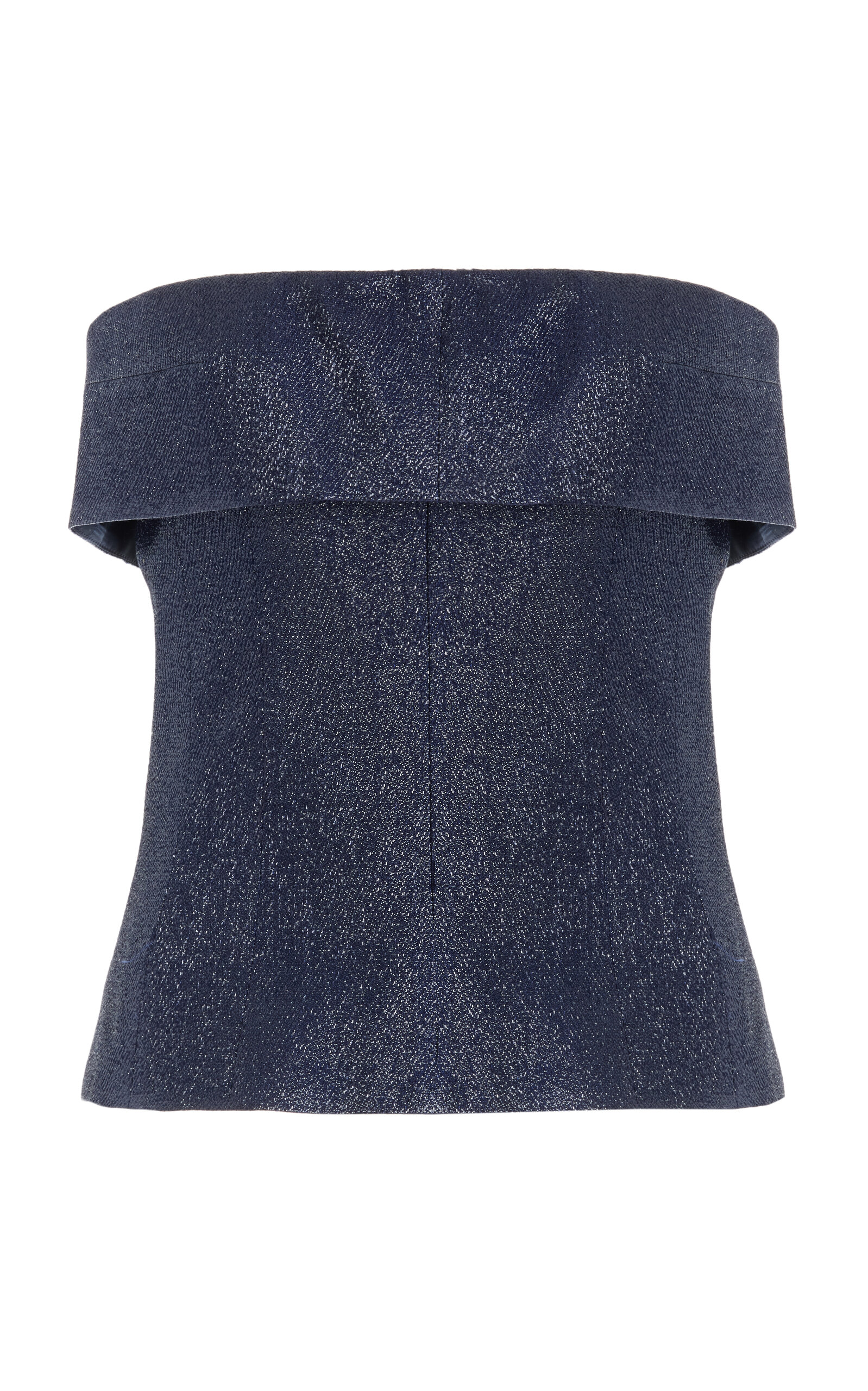 Shop Delpozo Glittered Twill Bustier Top In Navy