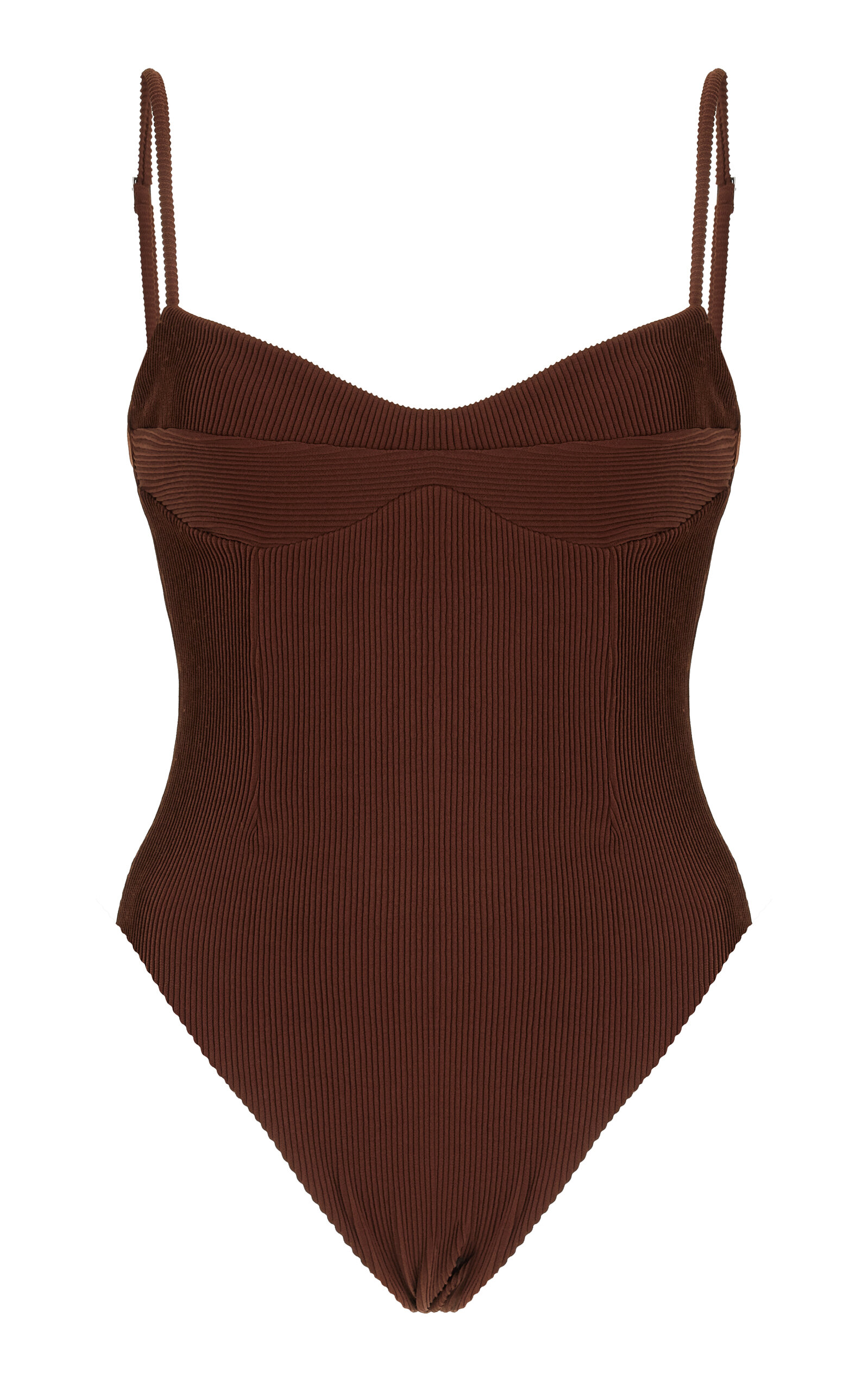 Shop Haight Monica Ribbed One-piece Swimsuit In Brown