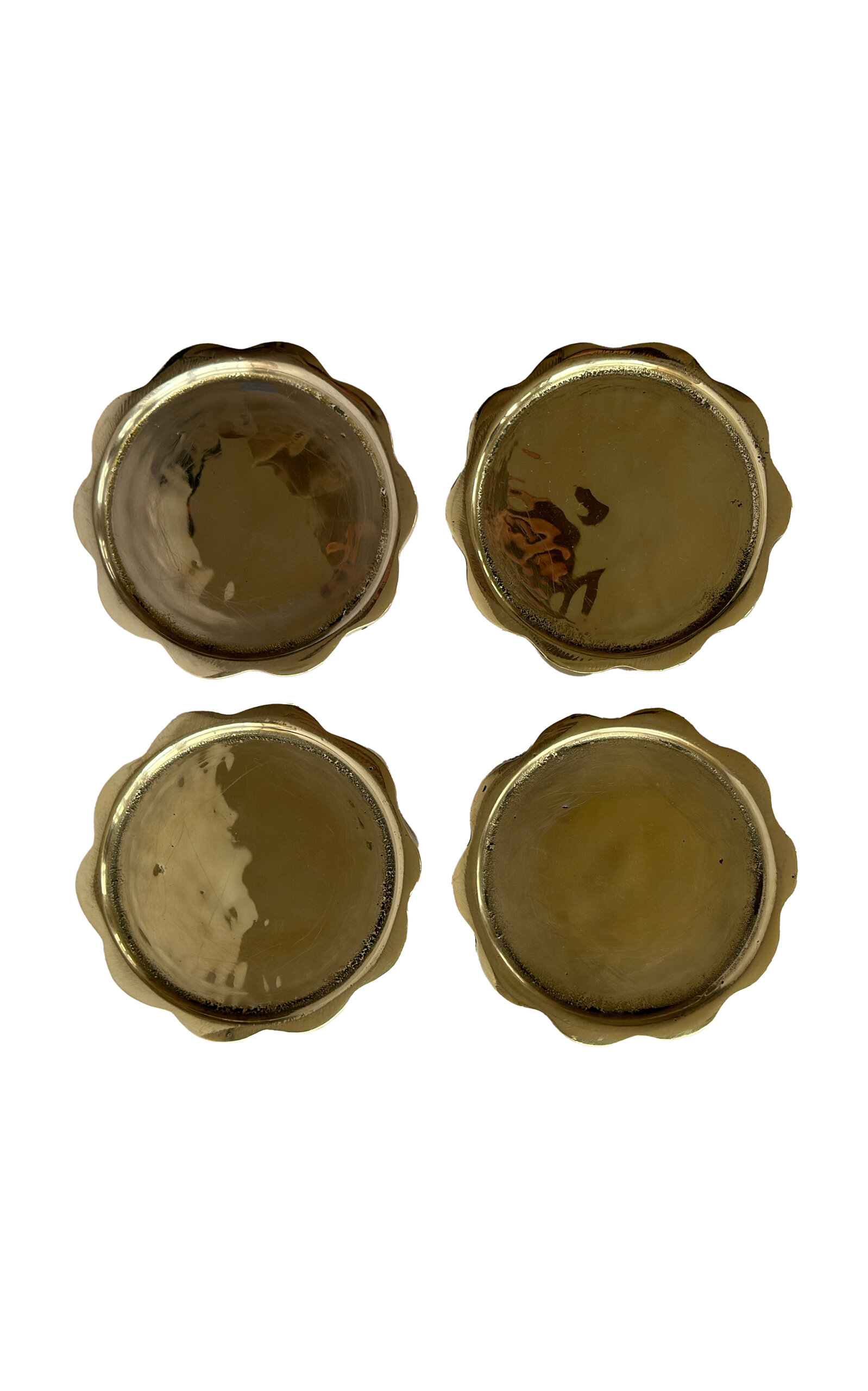 Shop Anastasio Home Set-of-four Sun Scalloped Brass Coasters In Gold