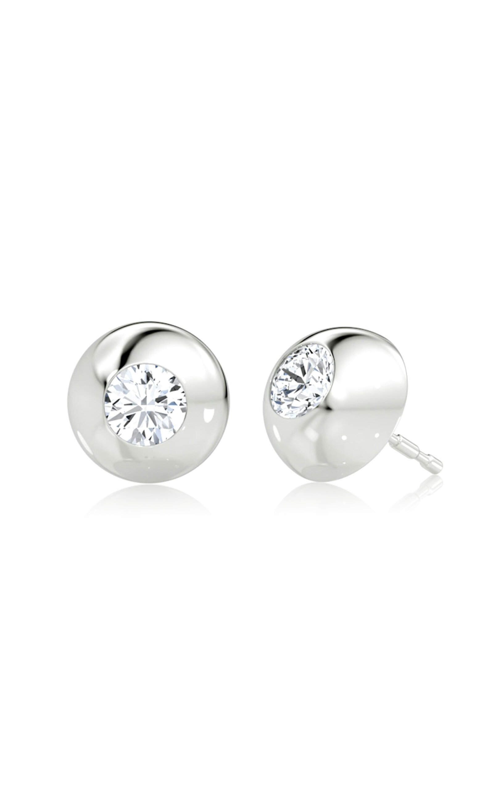 Shop Vrai Petra & Meehan 14k Yellow Gold Lab-grown Diamond Stud Earrings In Silver