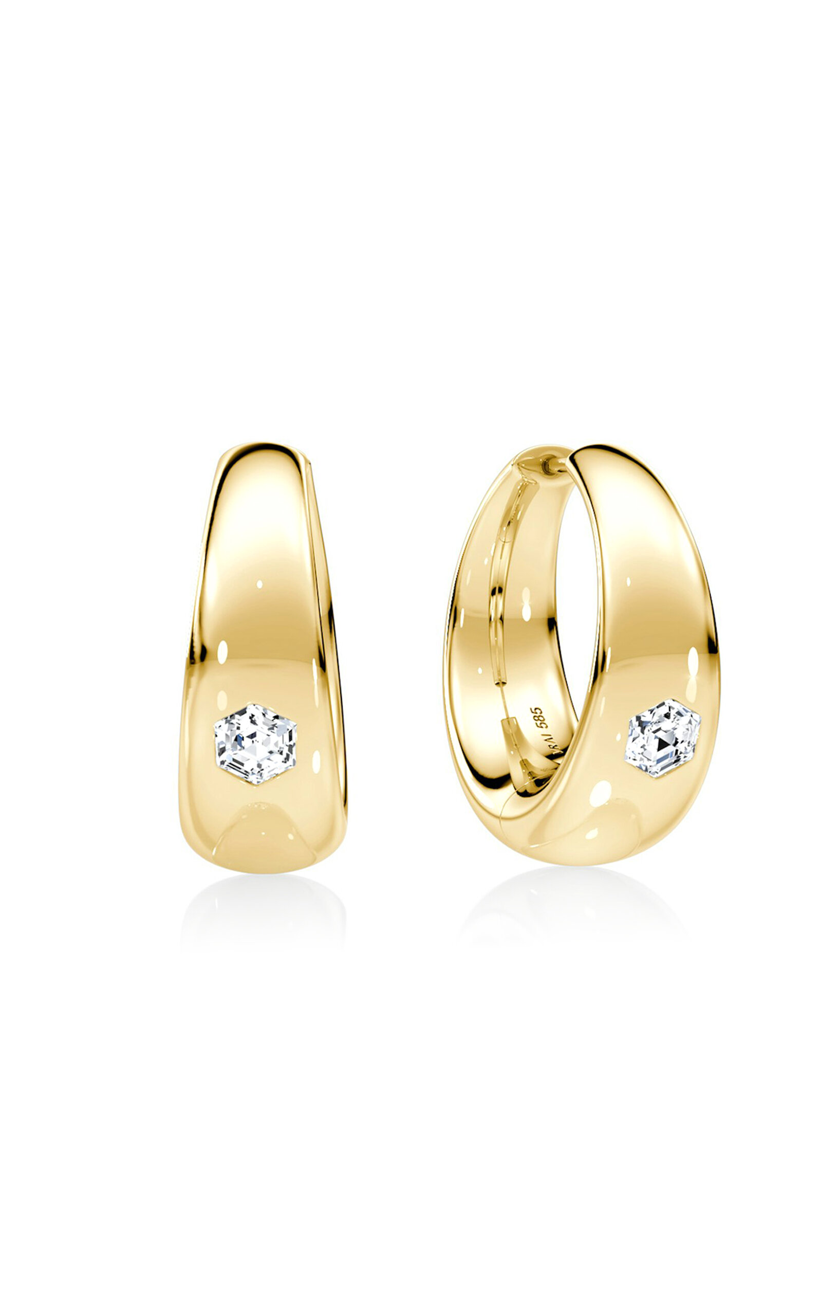 Shop Vrai Petra & Meehan 14k Yellow Gold Lab-grown Diamond Hoop Earrings