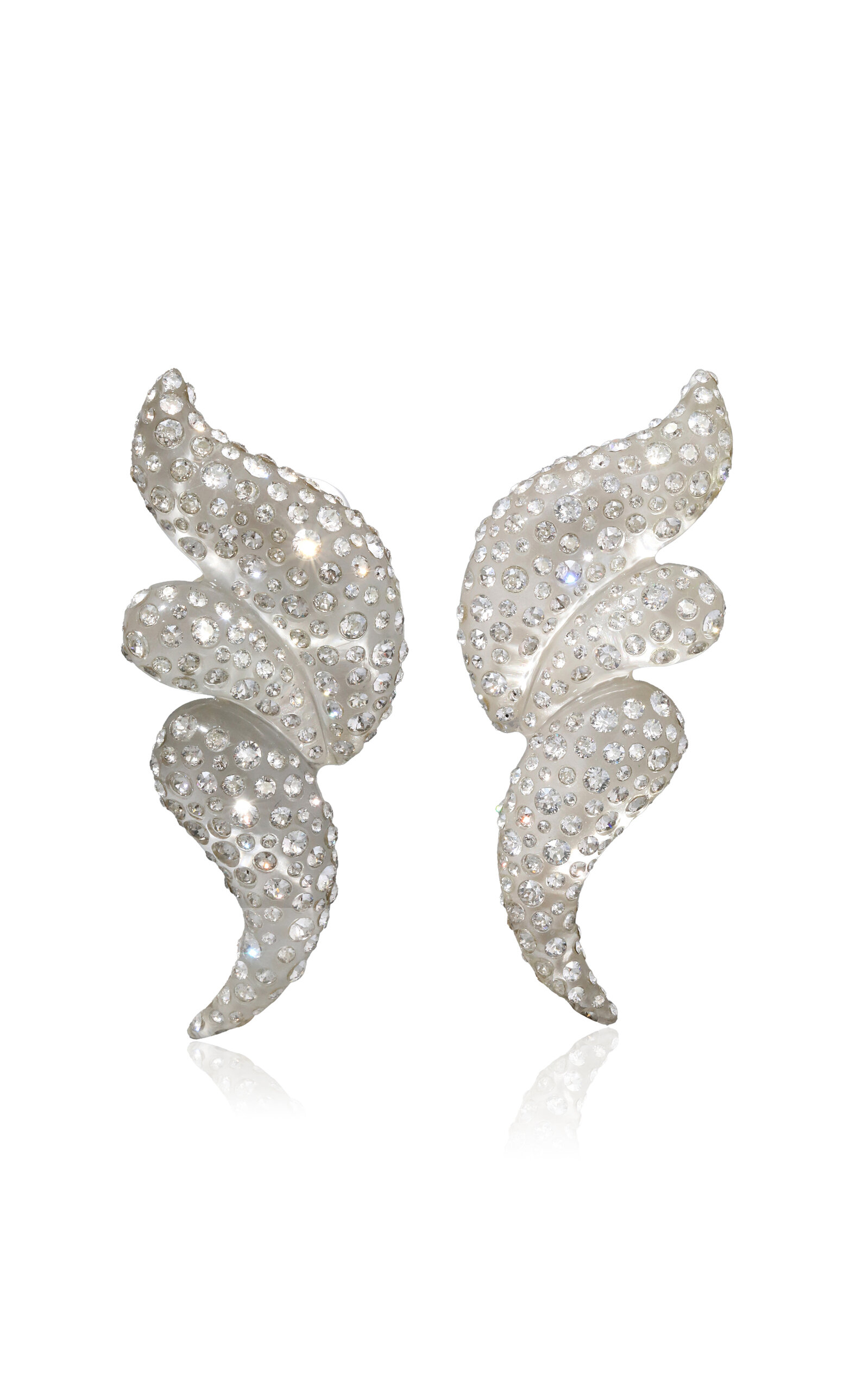 Shop Alexis Bittar Wave Lucite Crystal Clip-on Earrings In Metallic