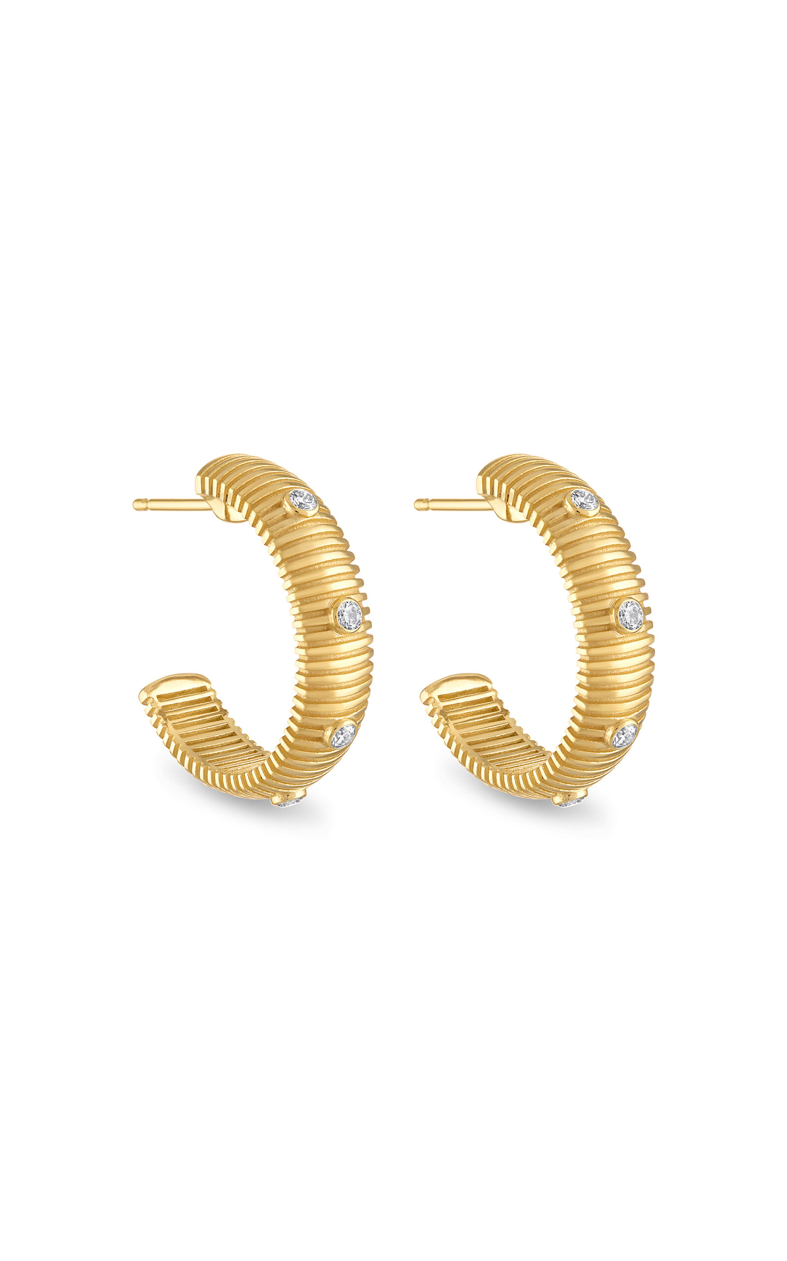 Pamela Zamore Clio Large 18k Yellow Gold Diamond Hoop Earrings