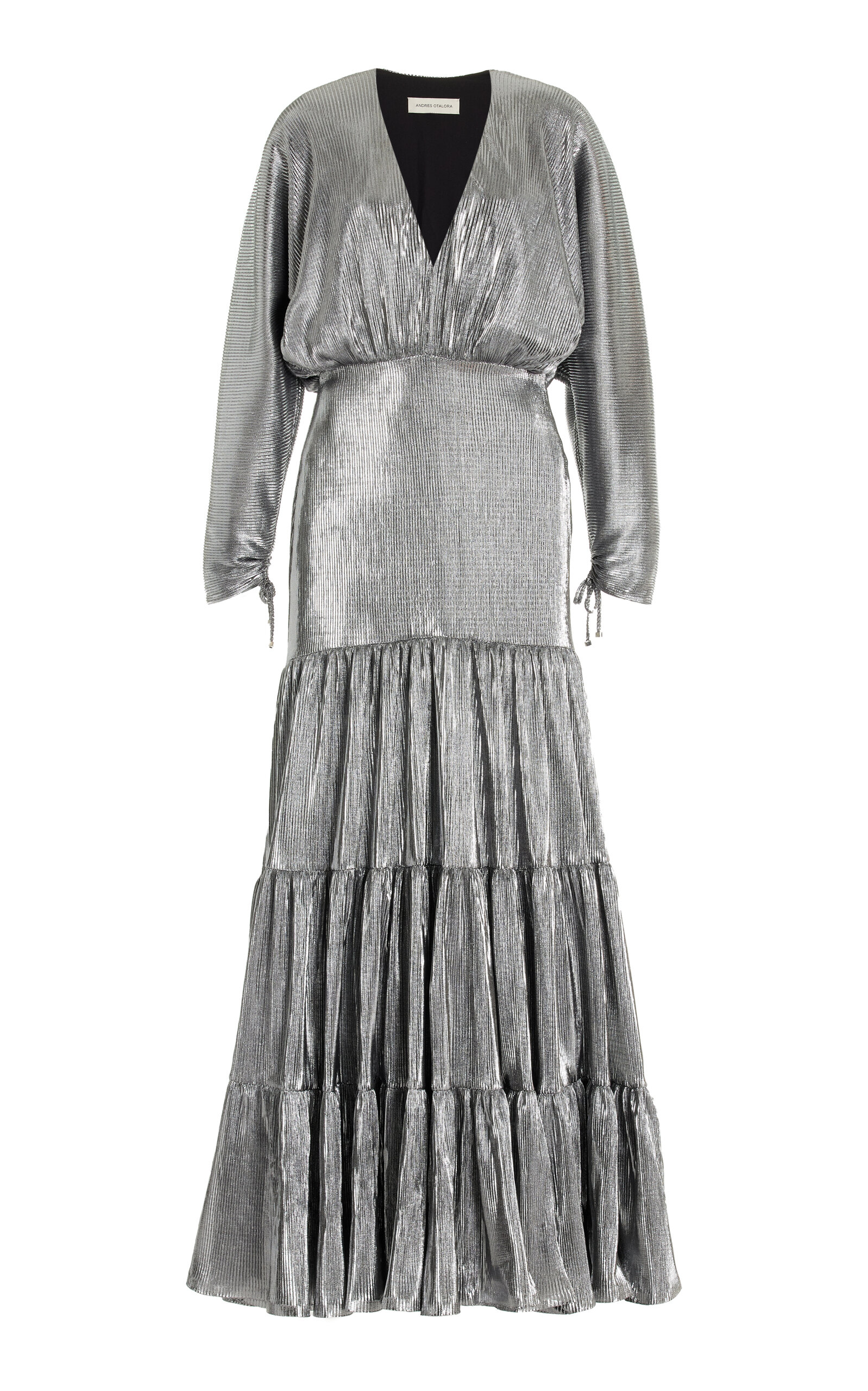 Shop Andres Otalora Exclusive La Dorada Crinkle Dress In Metallic