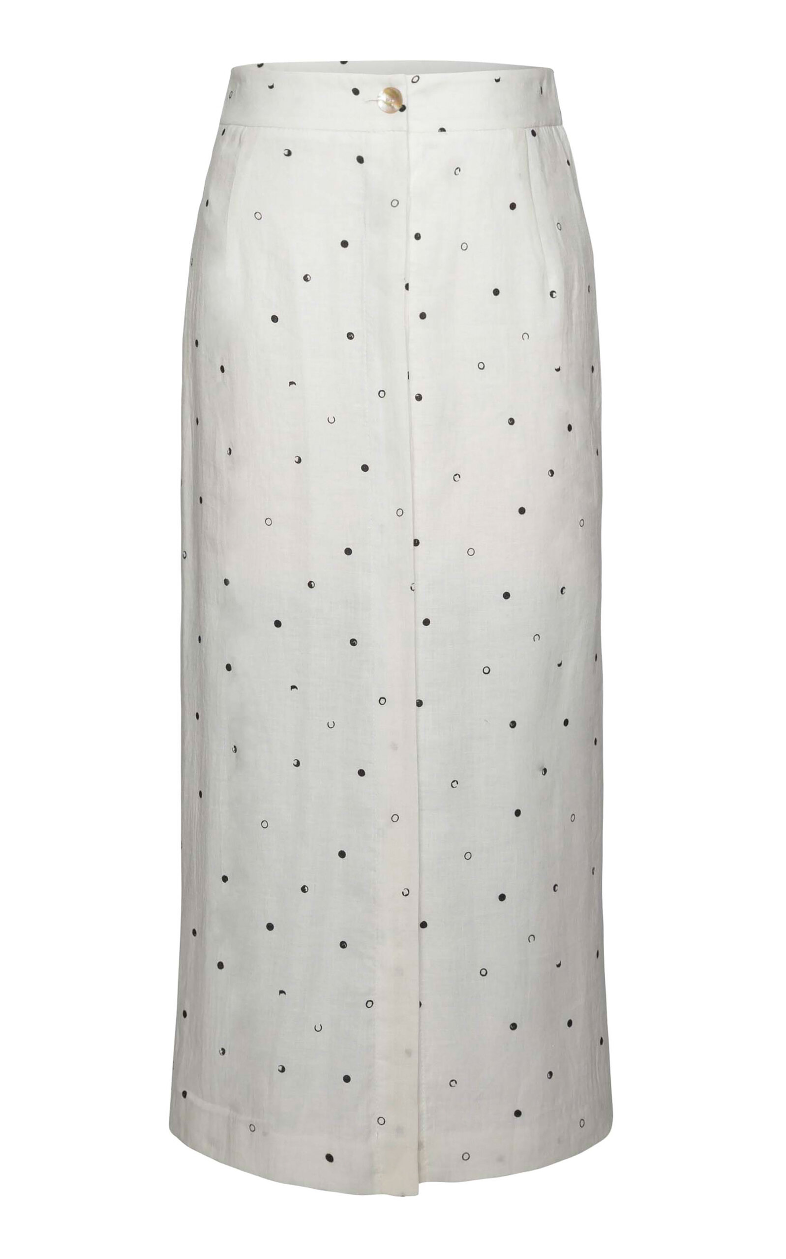 Charlie Button-Detailed Linen Midi Skirt