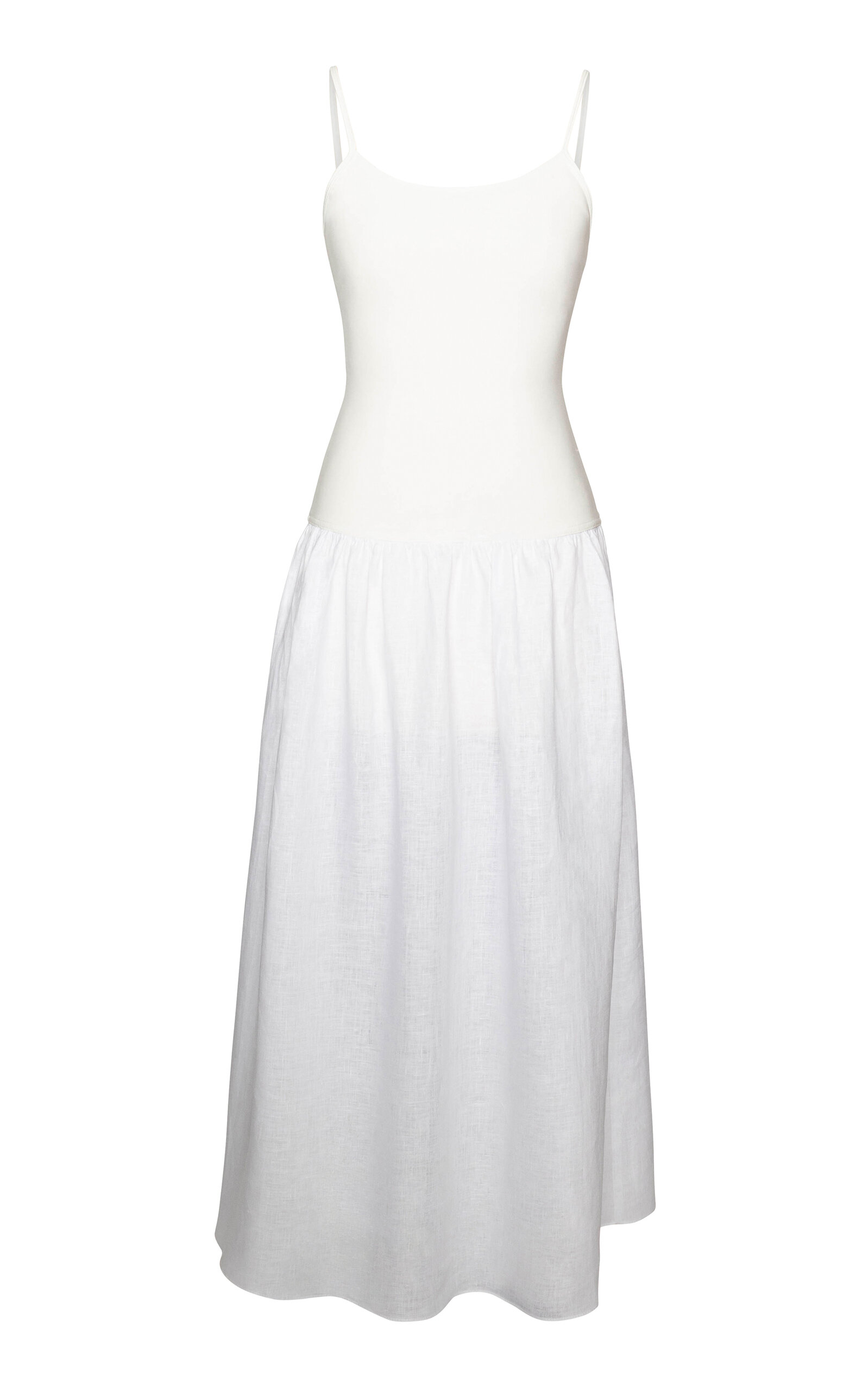 Lauren Drop-Waist Jersey-Linen Maxi Dress