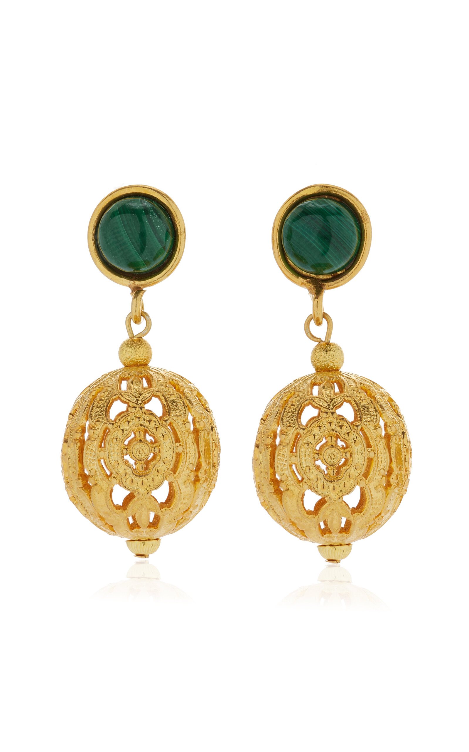 Shop Sylvia Toledano Renaissance 22k Gold-plated Malachite Earrings