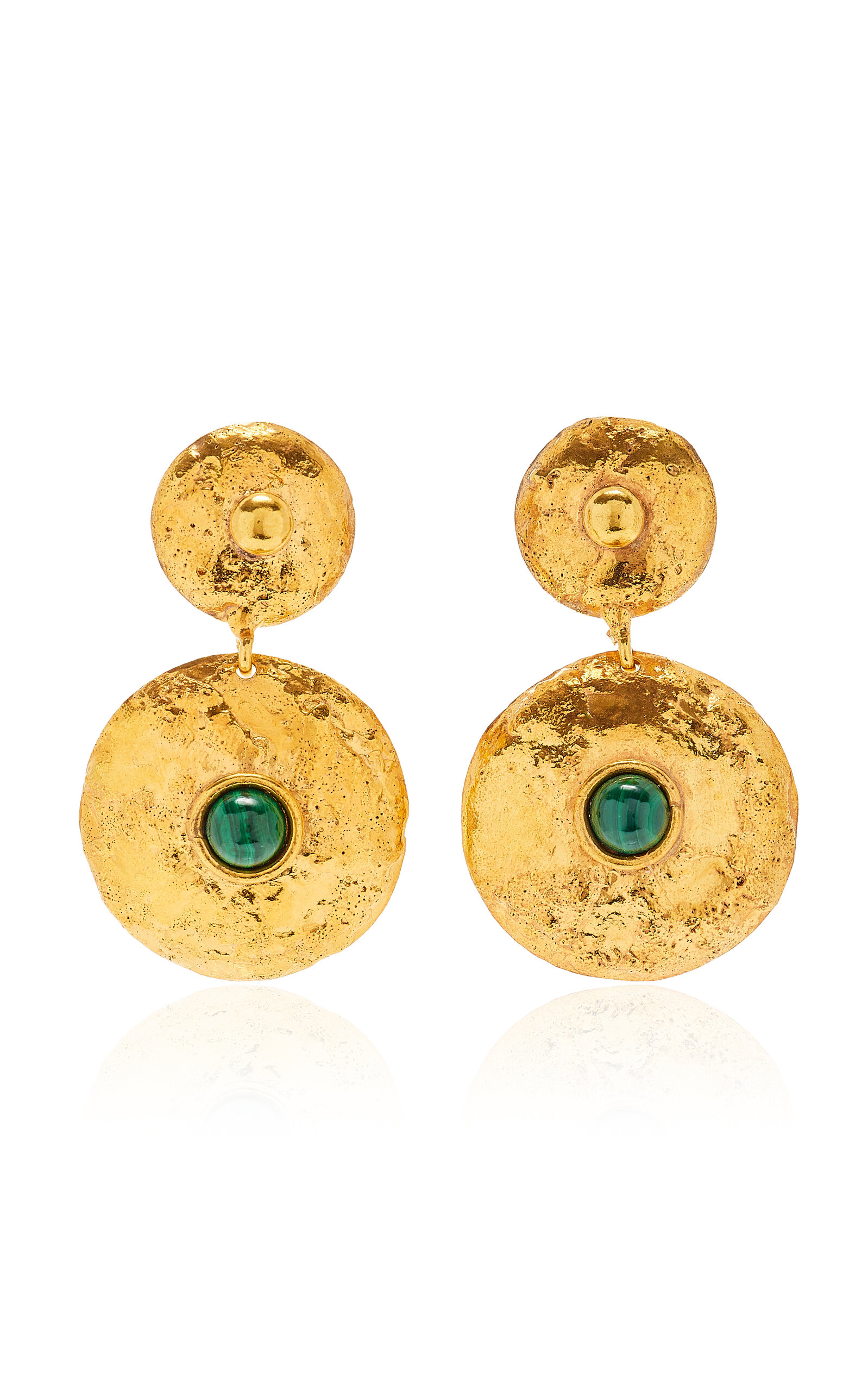 Venus 22K Gold-Plated Malachite Earrings