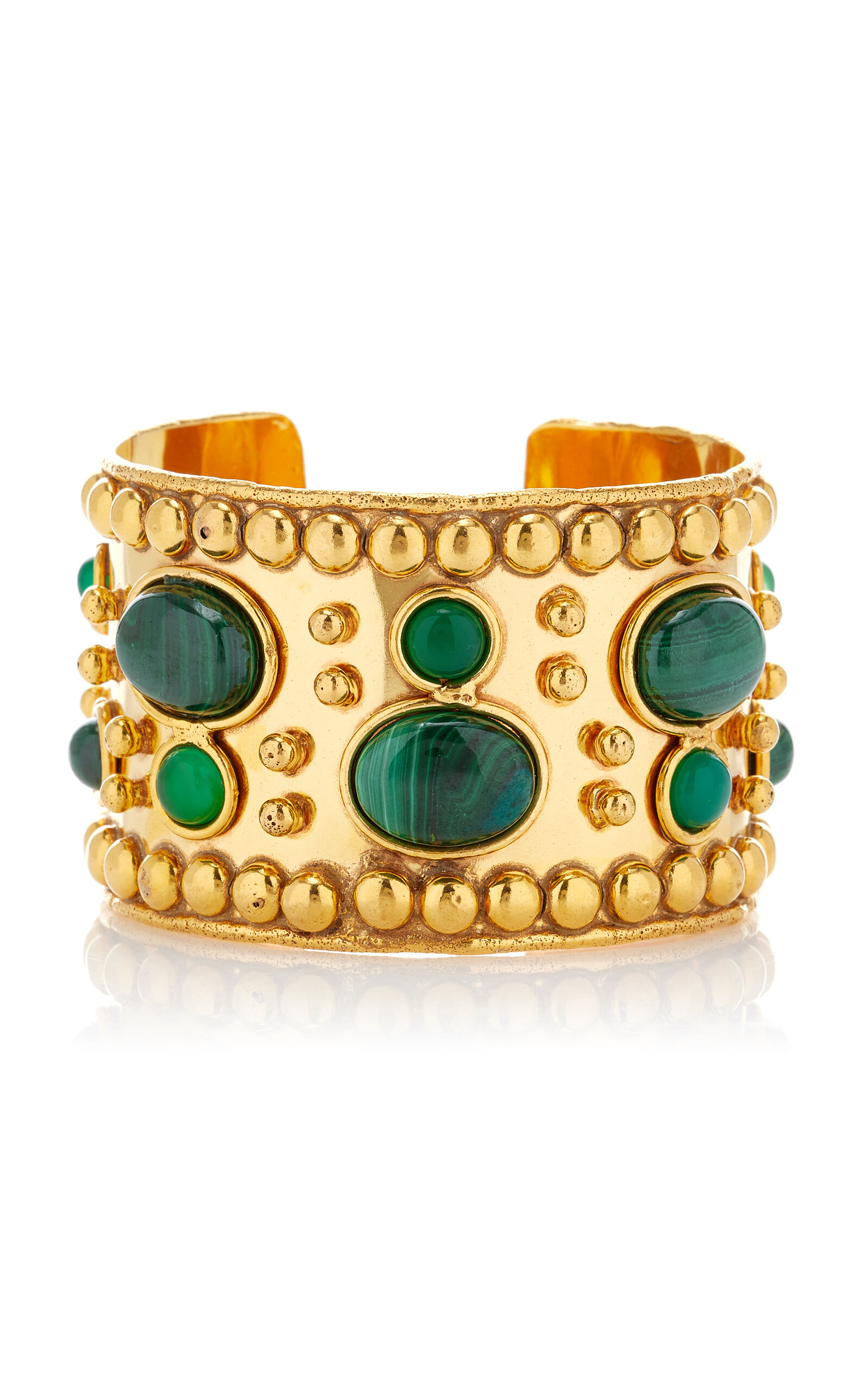 Shop Sylvia Toledano Wonder Byzance 22k Gold-plated Cuff In Green