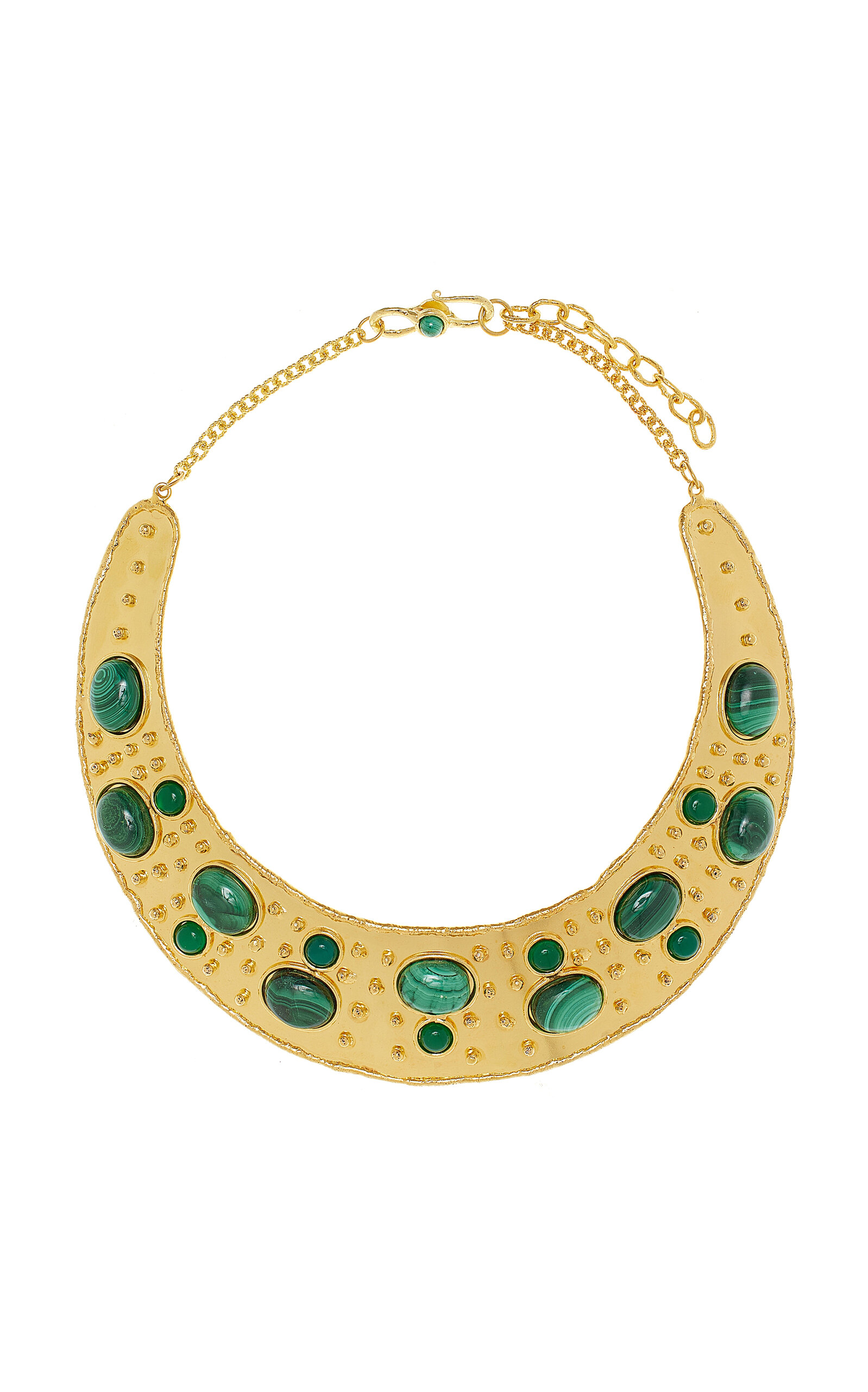 Byzance 22K Gold-Plated Malachite; Onyx Necklace