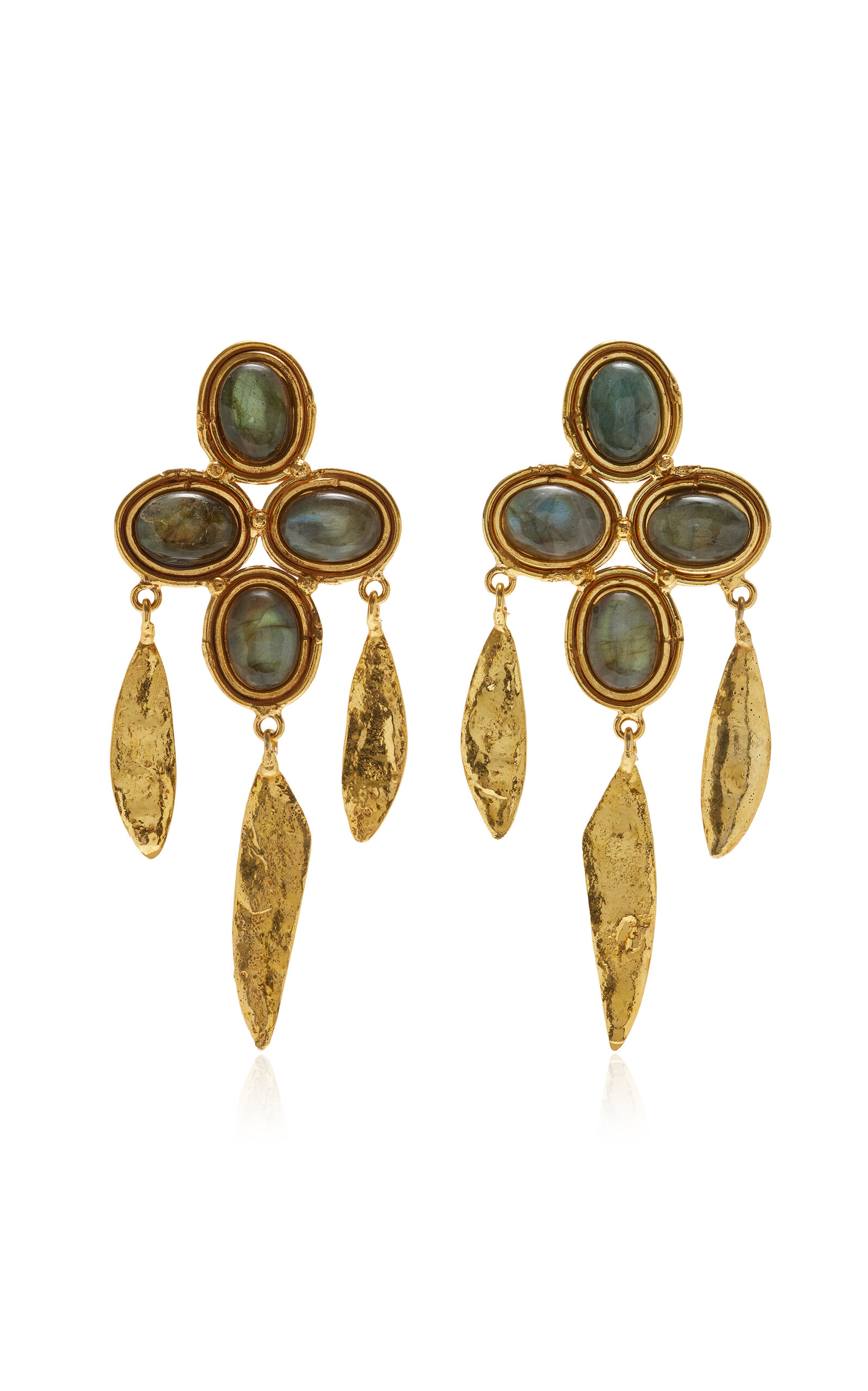 Shop Sylvia Toledano Olympe 22k Gold-plated Labradorite Earrings In Grey