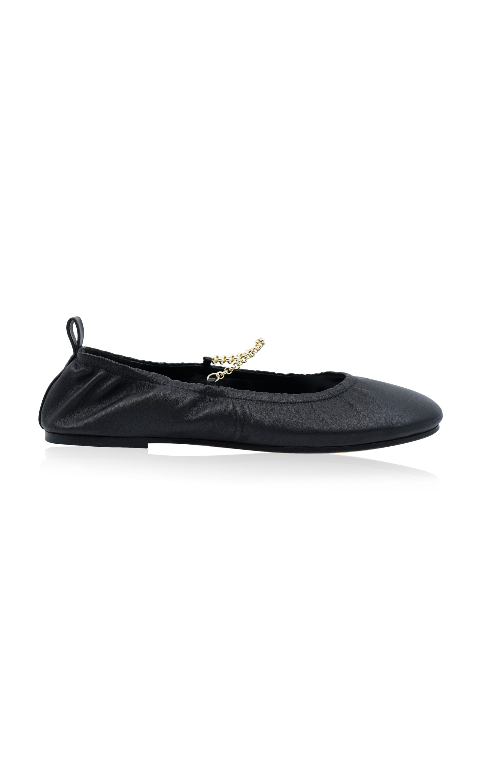 Shop Studio Amelia Ronde Leather Ballet Flats In Black