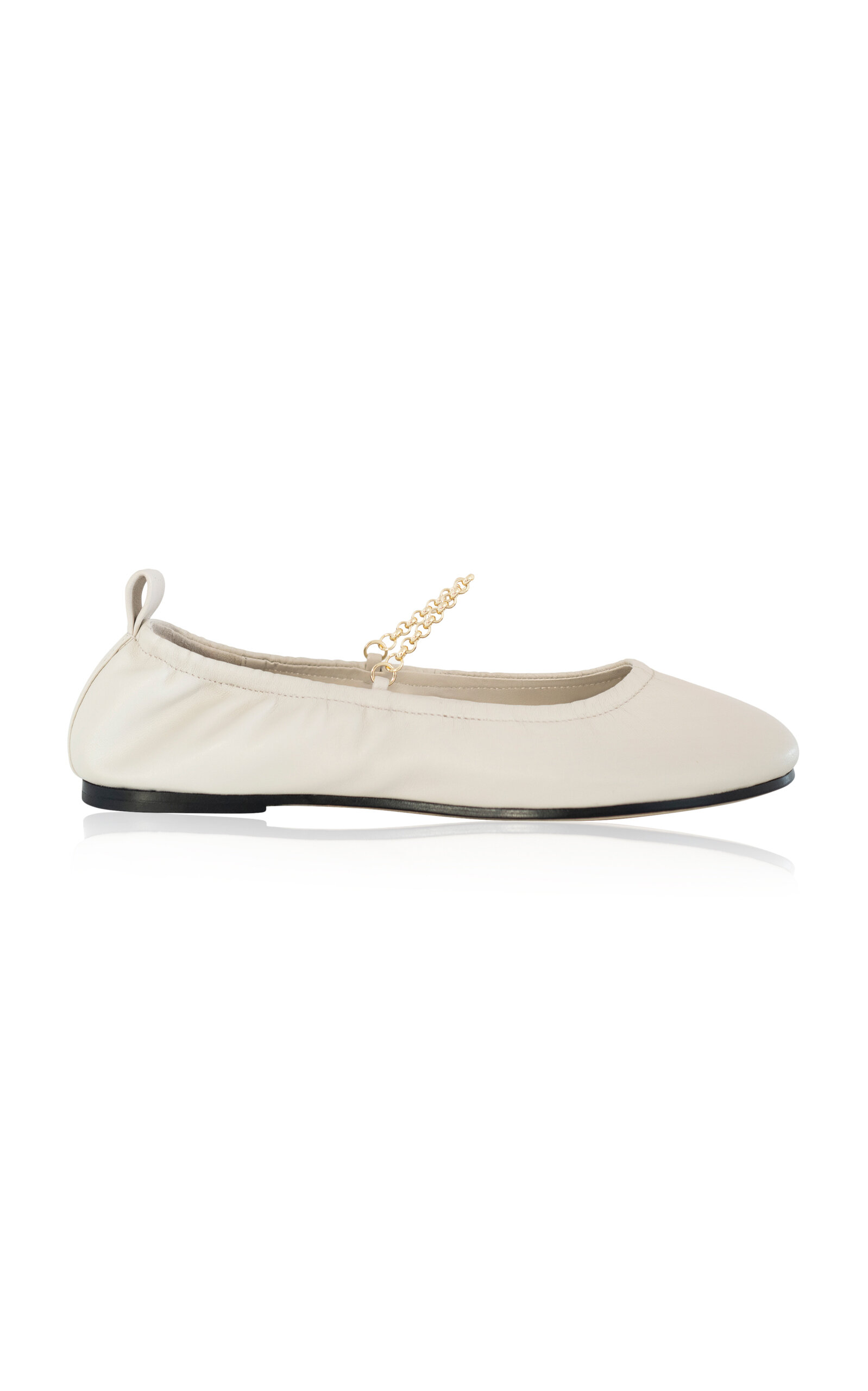 Shop Studio Amelia Ronde Leather Ballet Flats In Neutral