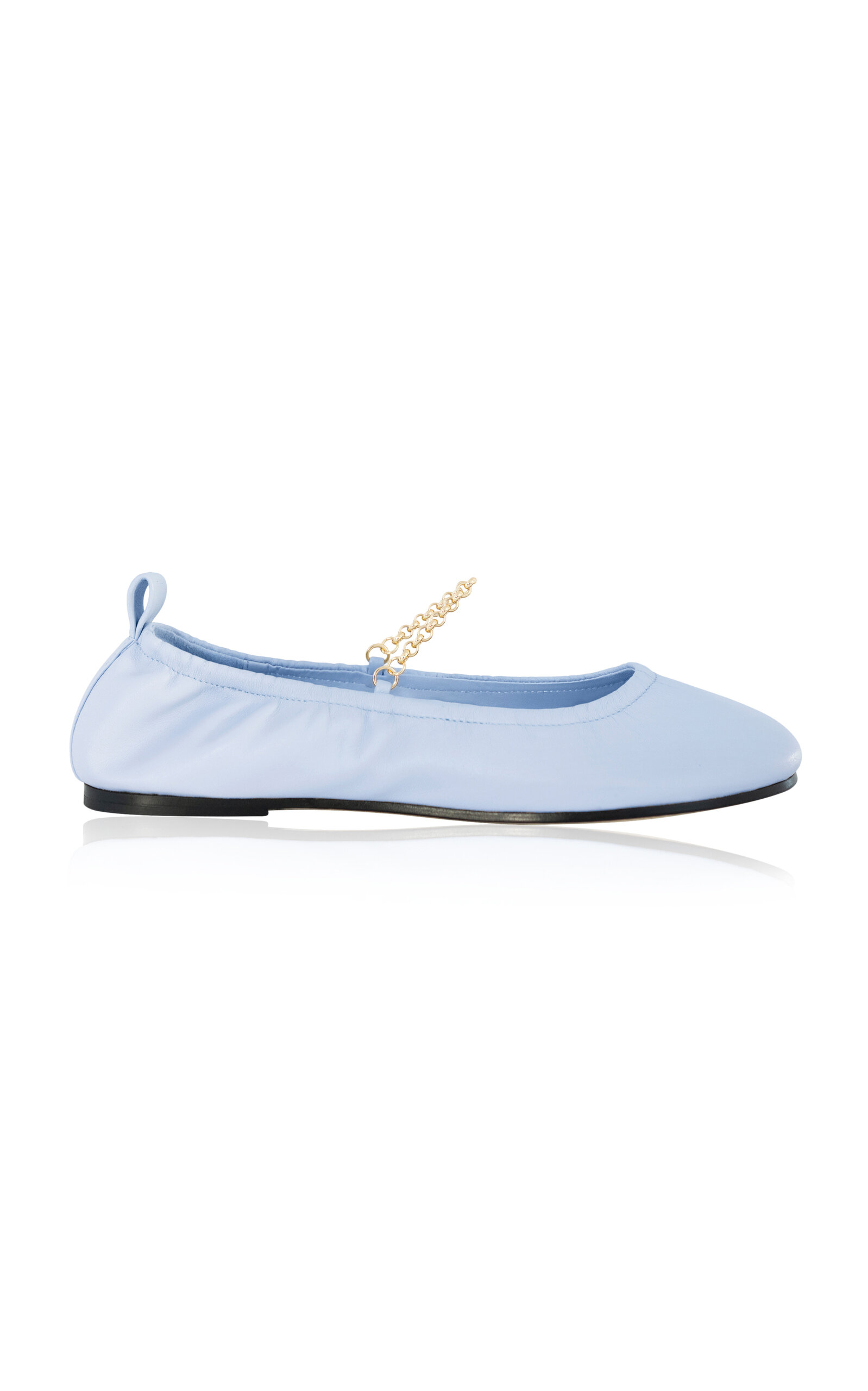 Shop Studio Amelia Ronde Leather Ballet Flats In Light Blue