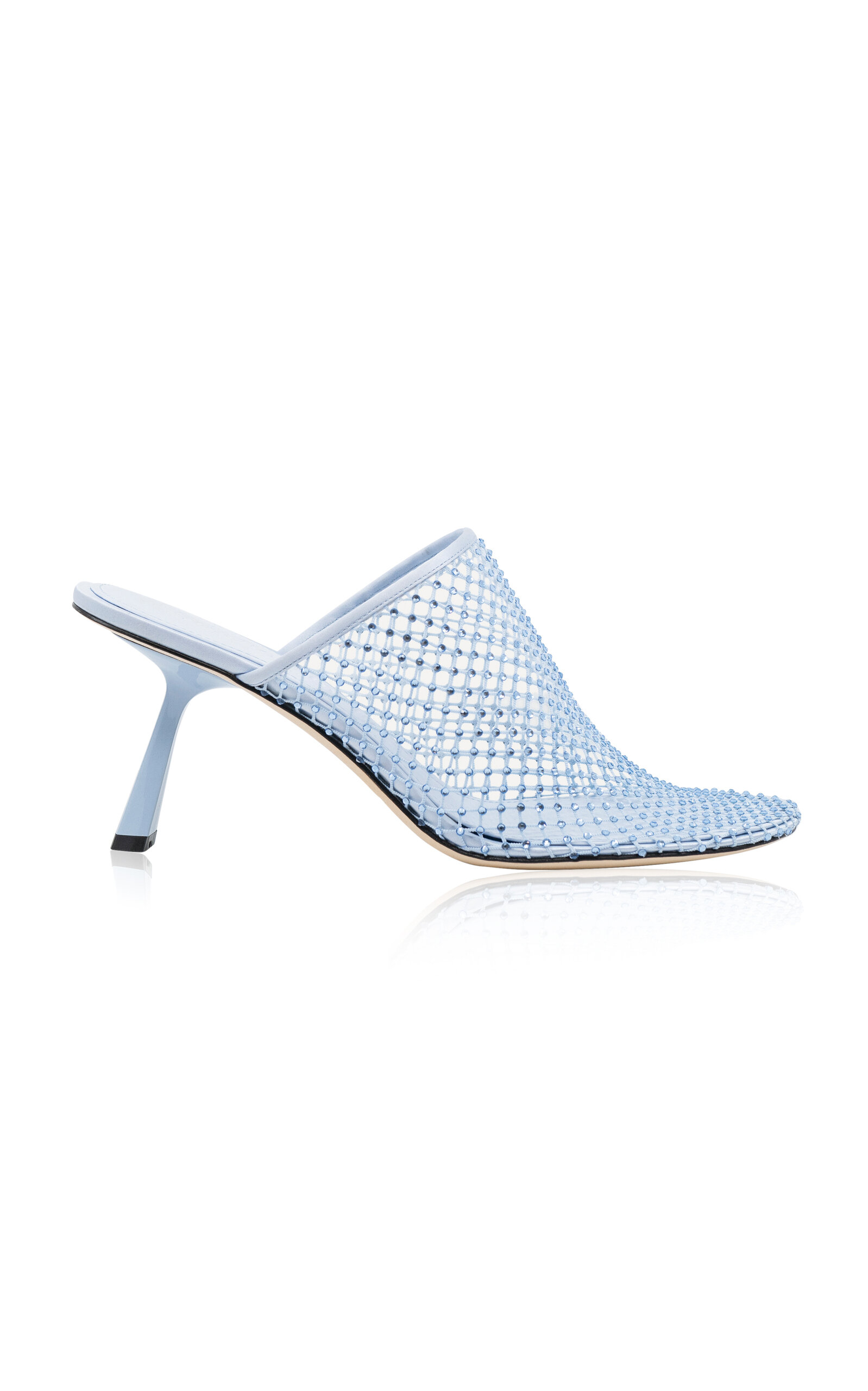 Shop Studio Amelia Dolly Mesh Satin Mules In Light Blue