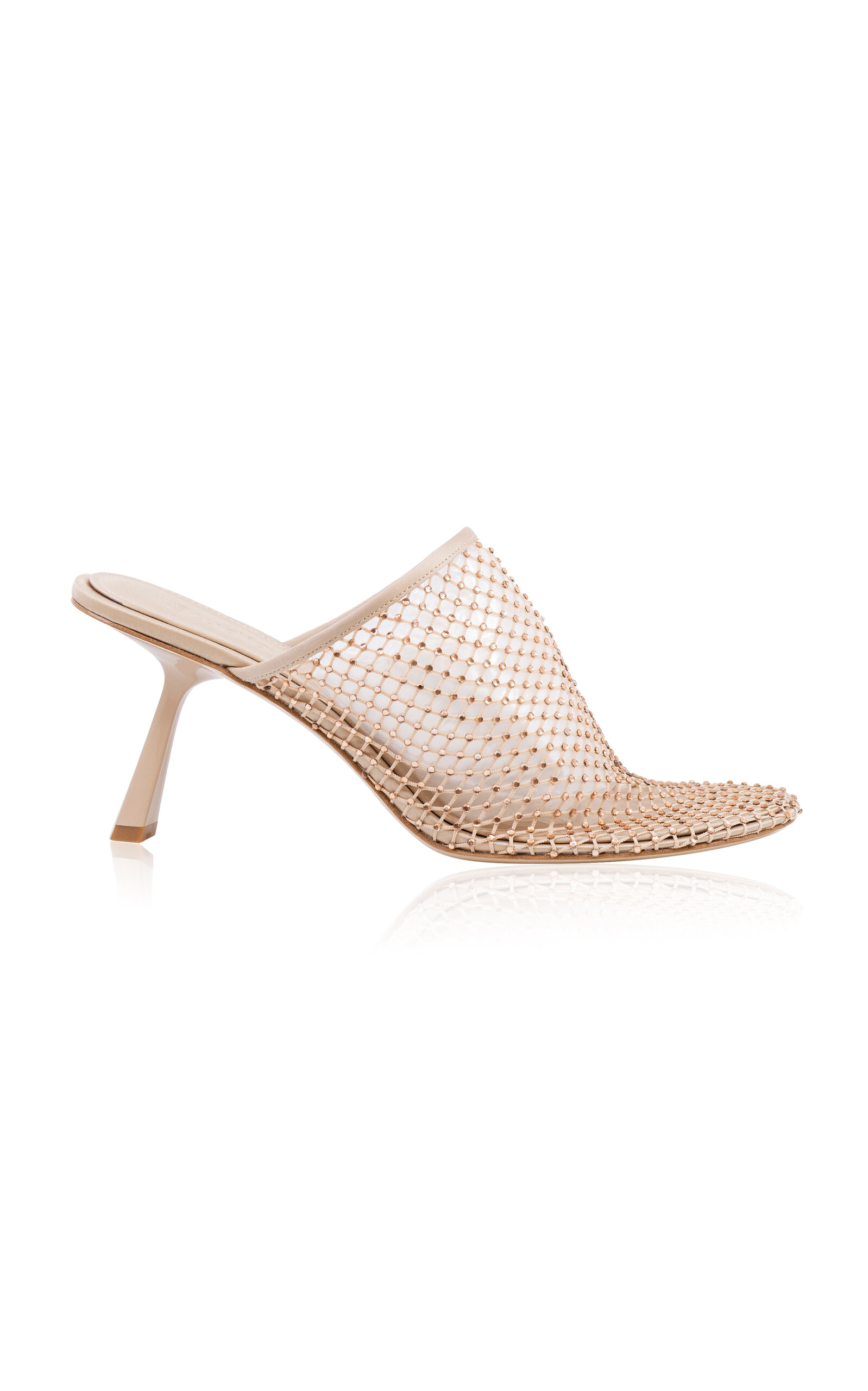 Shop Studio Amelia Dolly Mesh Satin Mules In Rose Gold