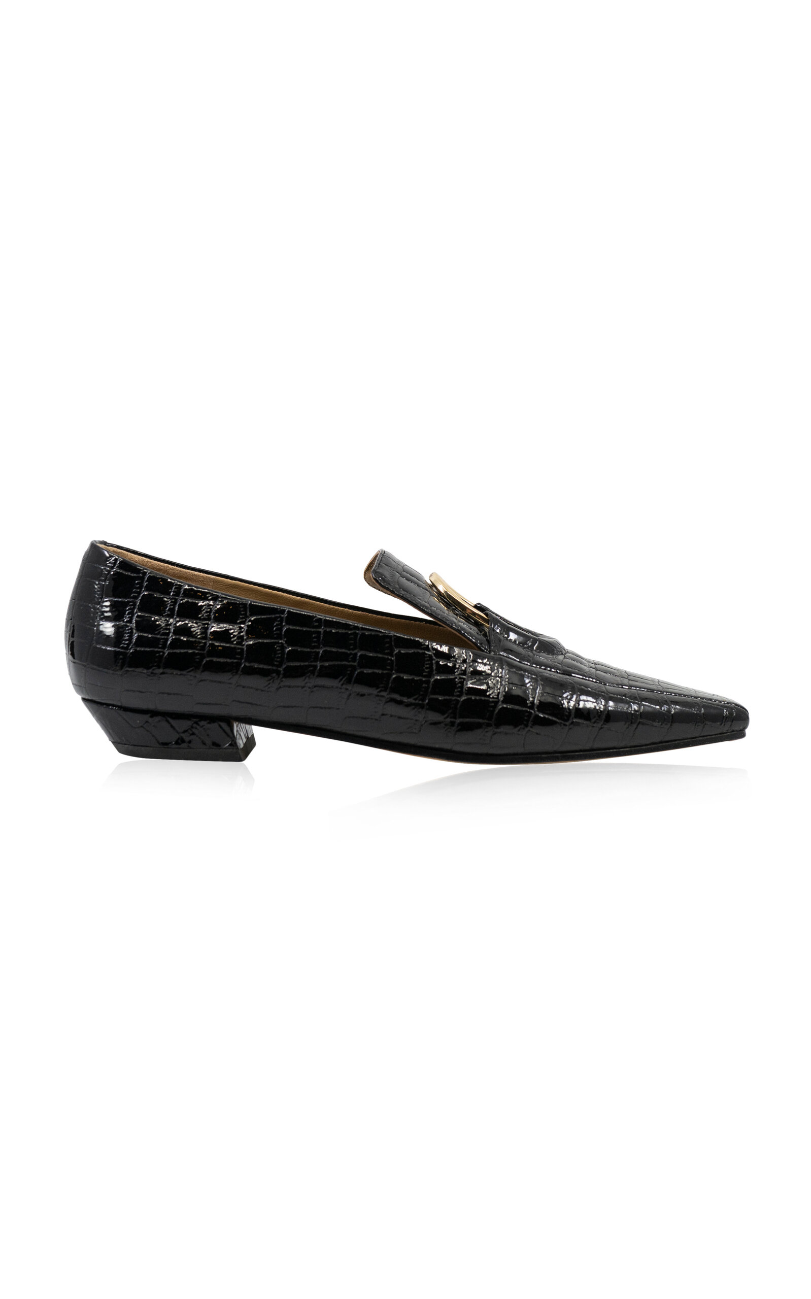 Shop Studio Amelia Austin Croc-embossed Leather Loafers In Black