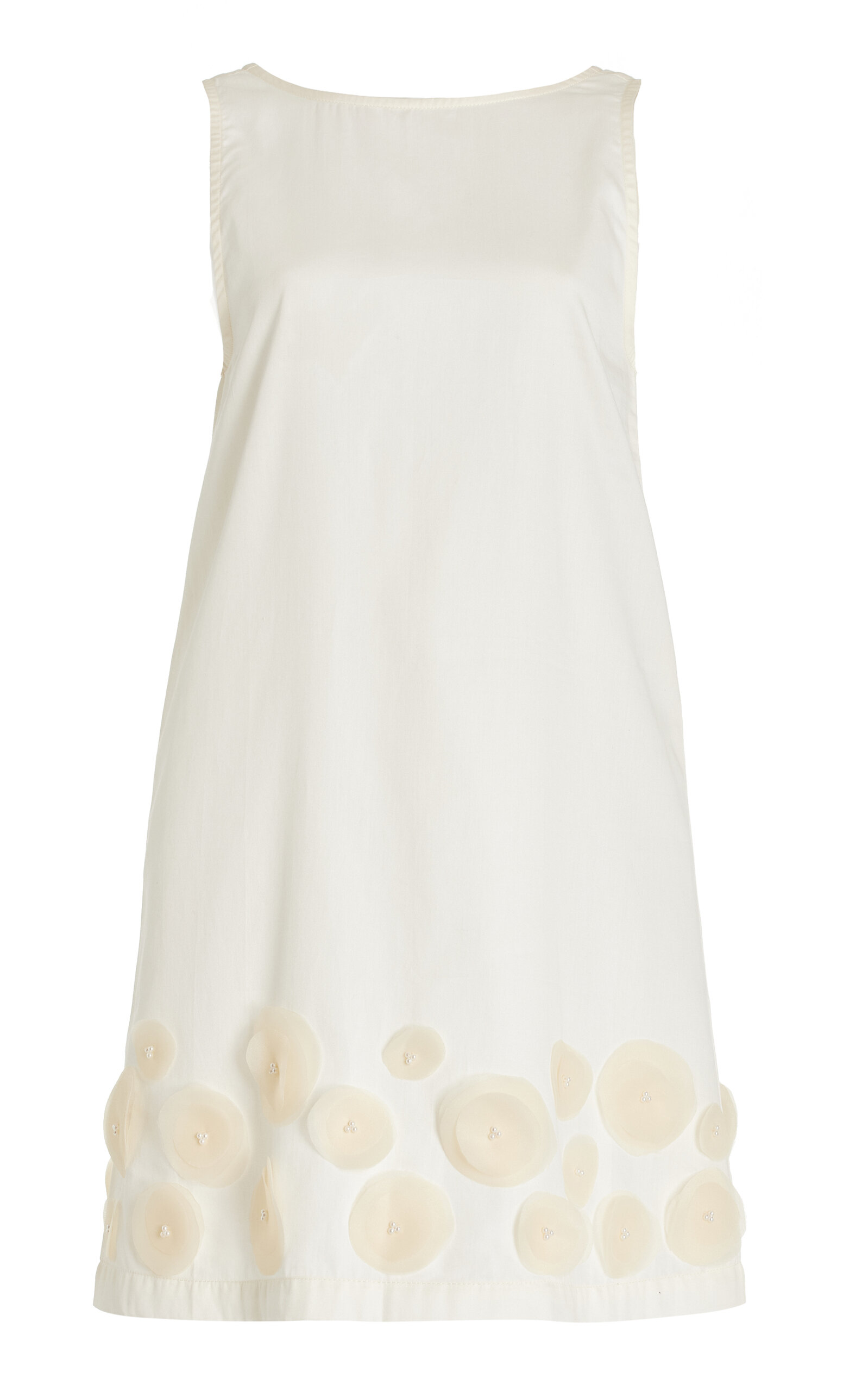 Shop Marlies Grace Daisy Embellished Cotton Mini Dress In Ivory