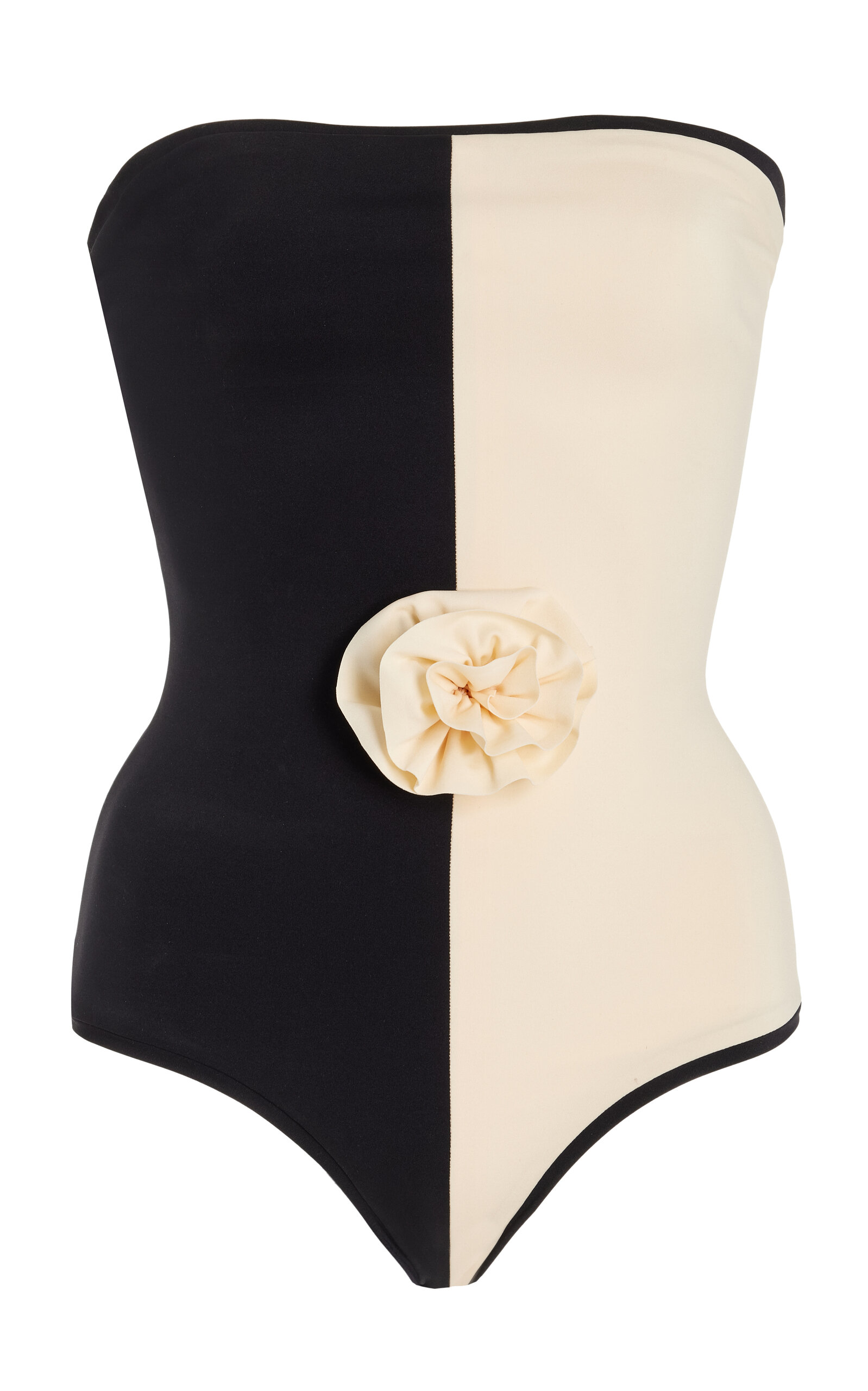 Shop Marlies Grace Como Two-tone Floral Swimsuit In Black