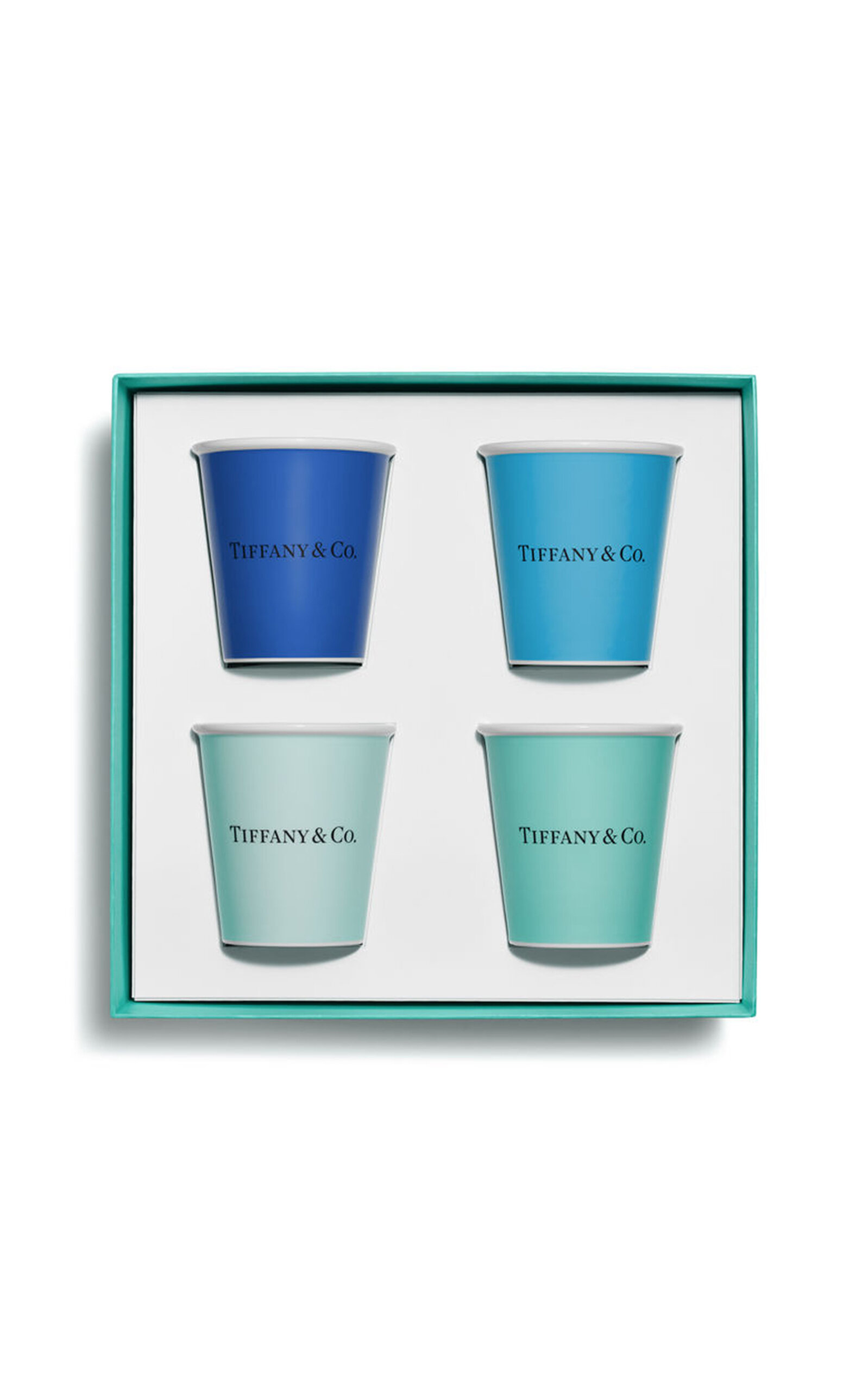 Shop Tiffany & Co Set-of-four Bone China Coffee Cups In Blue