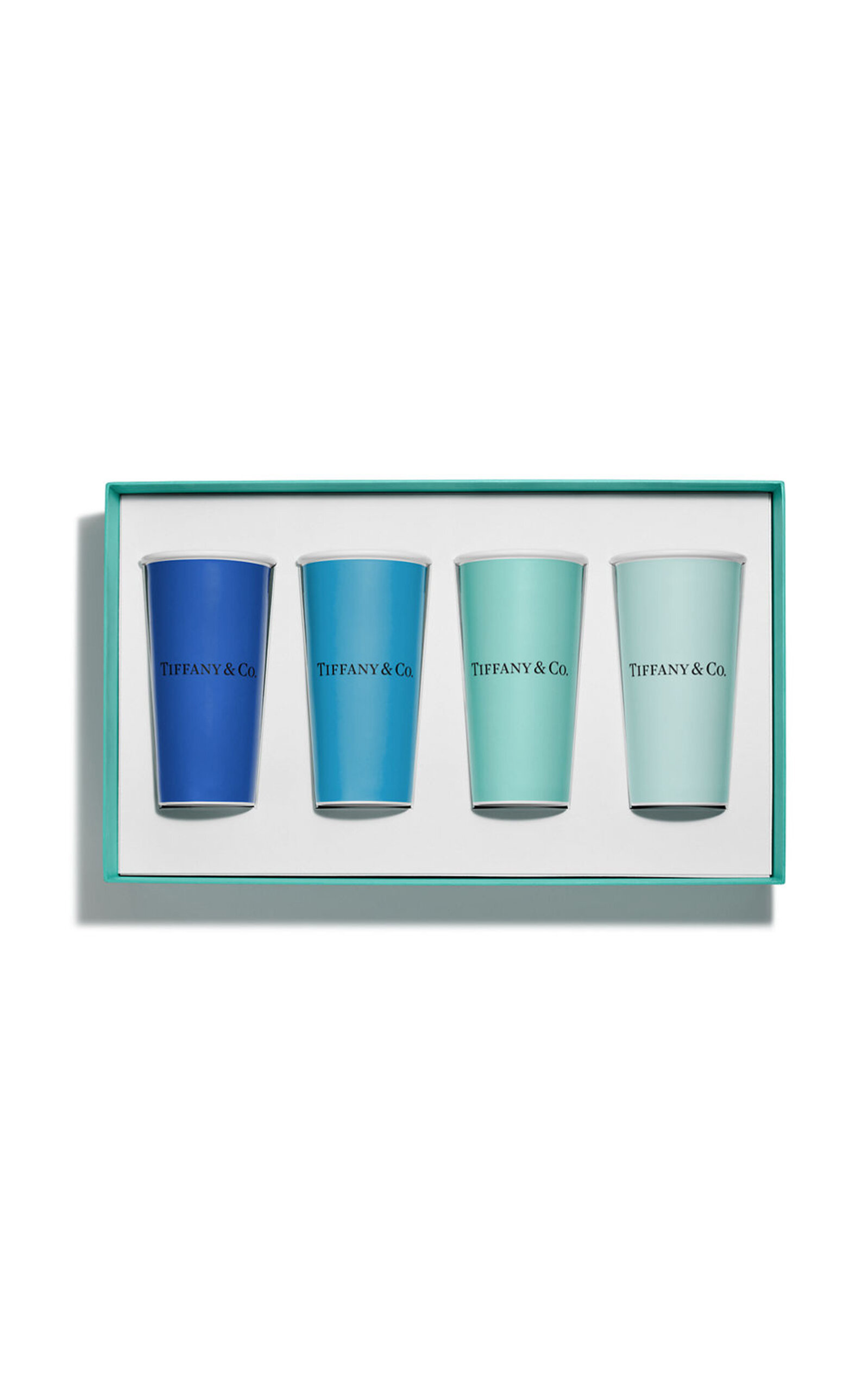 Shop Tiffany & Co Set-of-four Large Bone China Coffee Cups In Blue