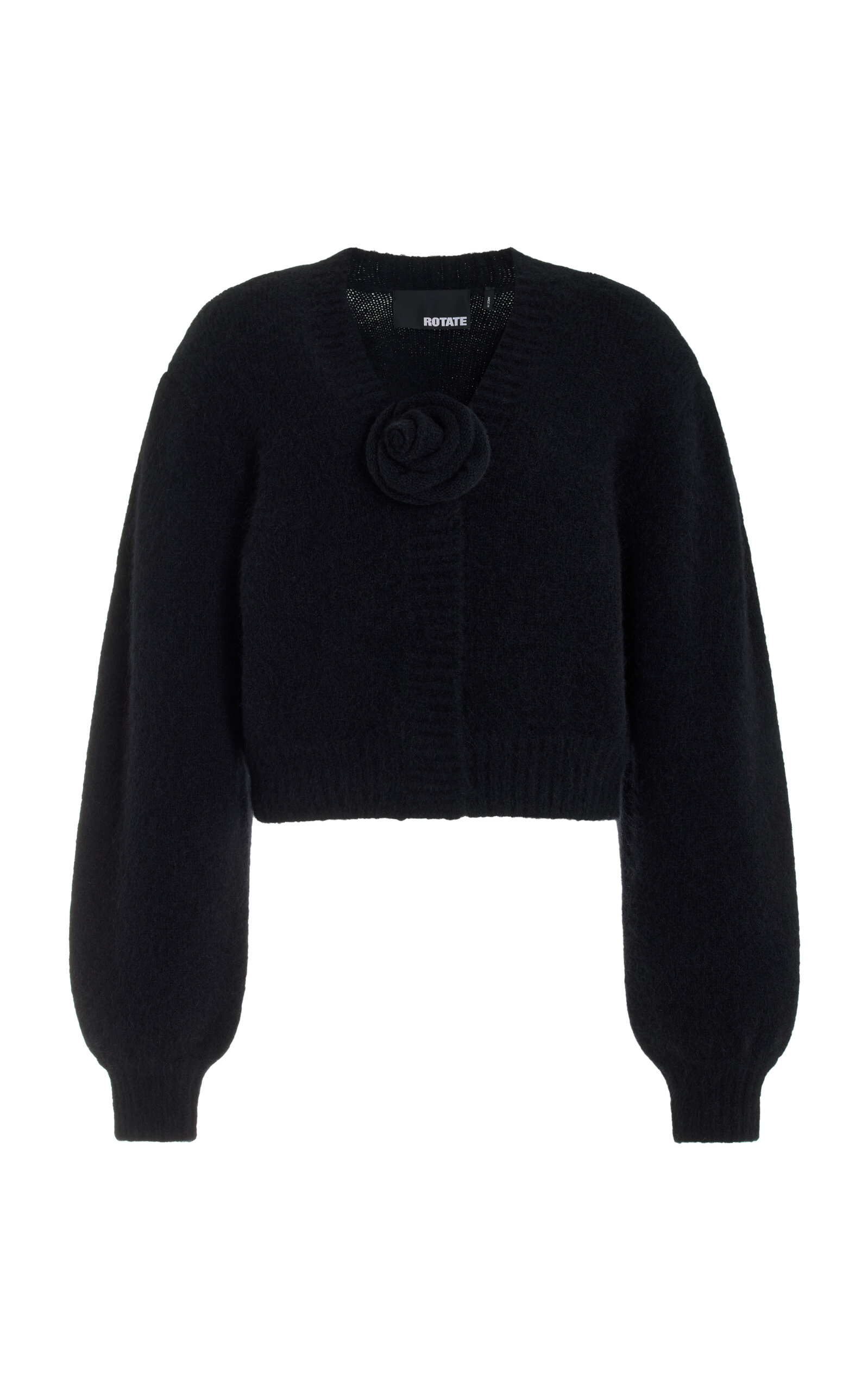 Shop Rotate Birger Christensen Cropped Alpaca-wool Cardigan In Black