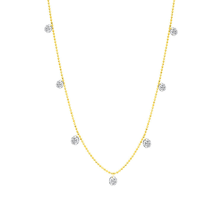 Shop Graziela Medium Floating Diamond Necklace In Yellow In Gold