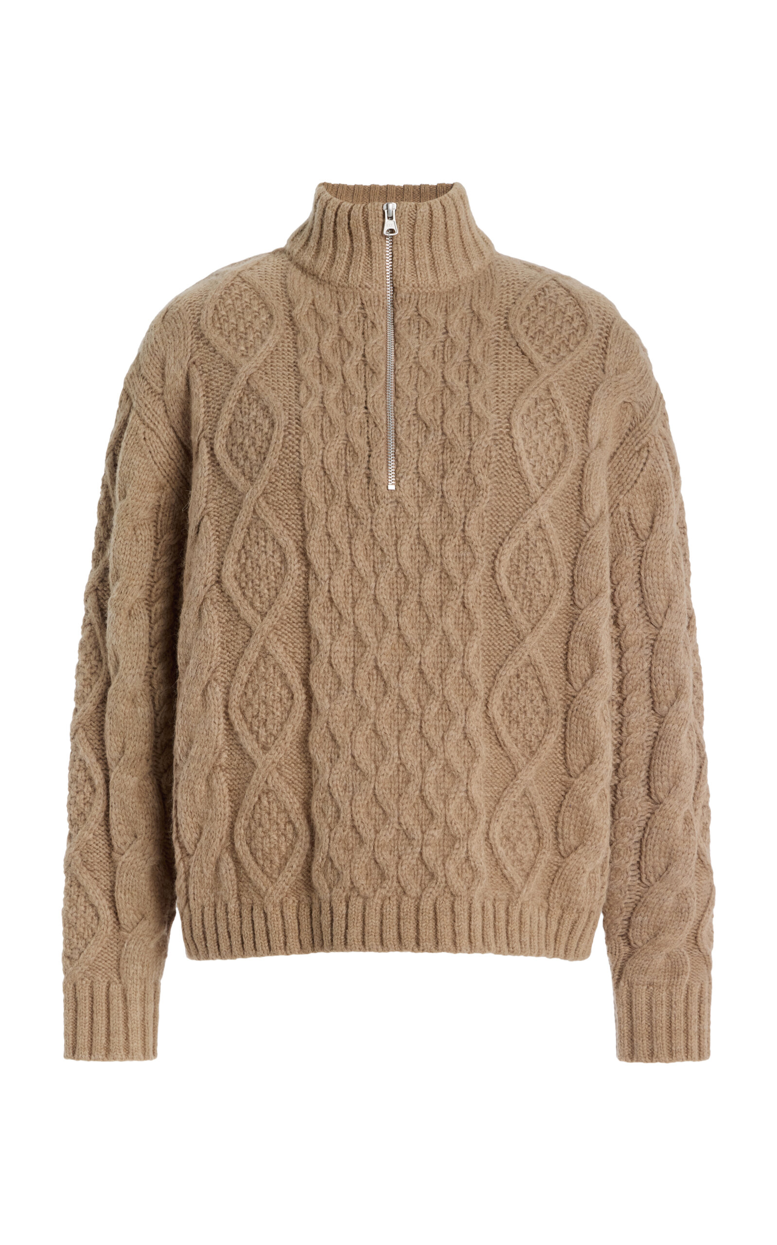 Cable-Knit Alpaca-Wool Half-Zip Sweater