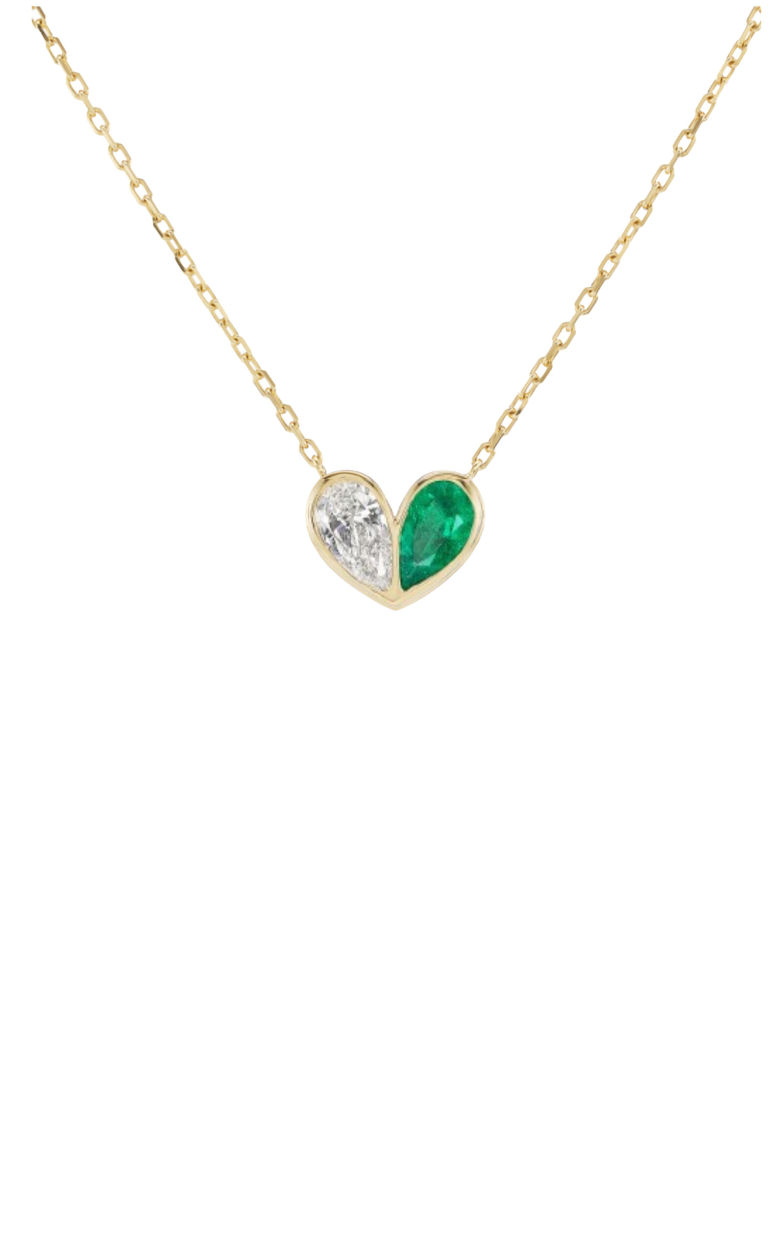 Sweetheart 18K Yellow Gold; Diamond And Emerald Necklace