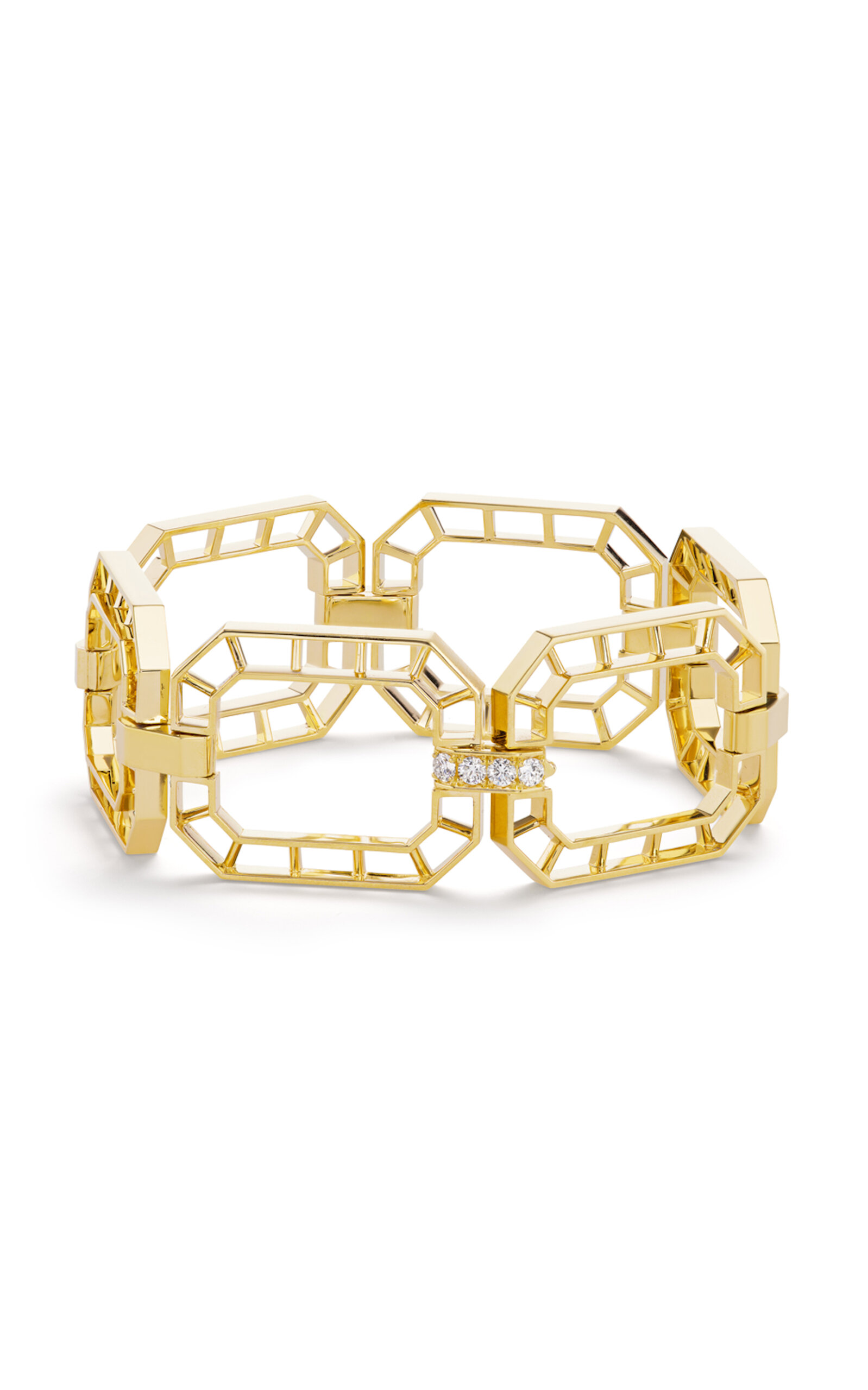 Shop Gemella Jewels Skeleton 18k Yellow Gold Diamond Bracelet