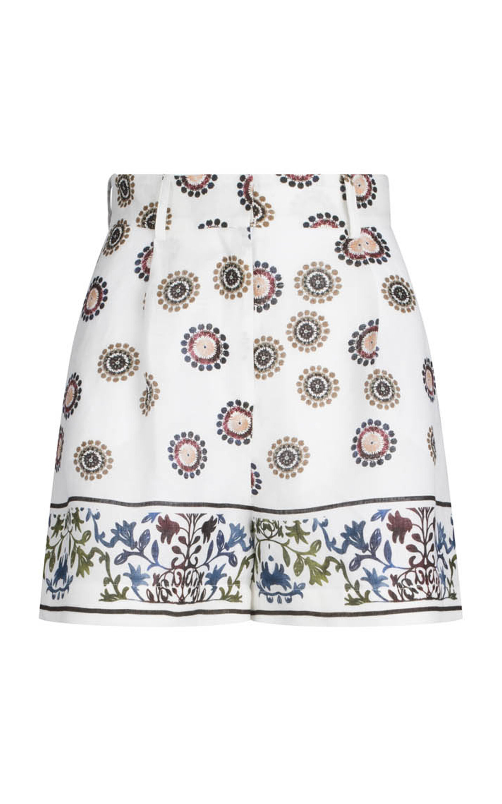 SILVIA TCHERASSI ARNIT PRINTED LINEN SHORTS 