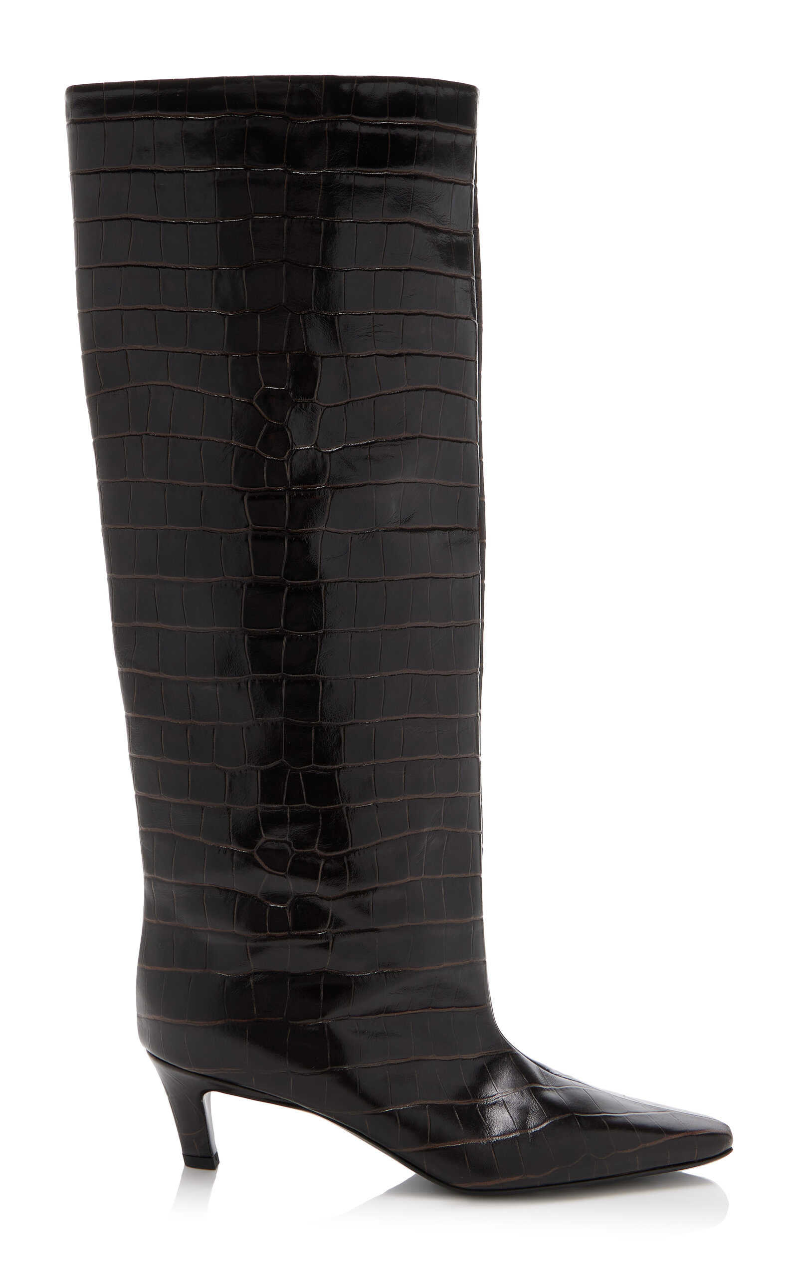 The Wide Shaft Croc-Effect Leather Boots