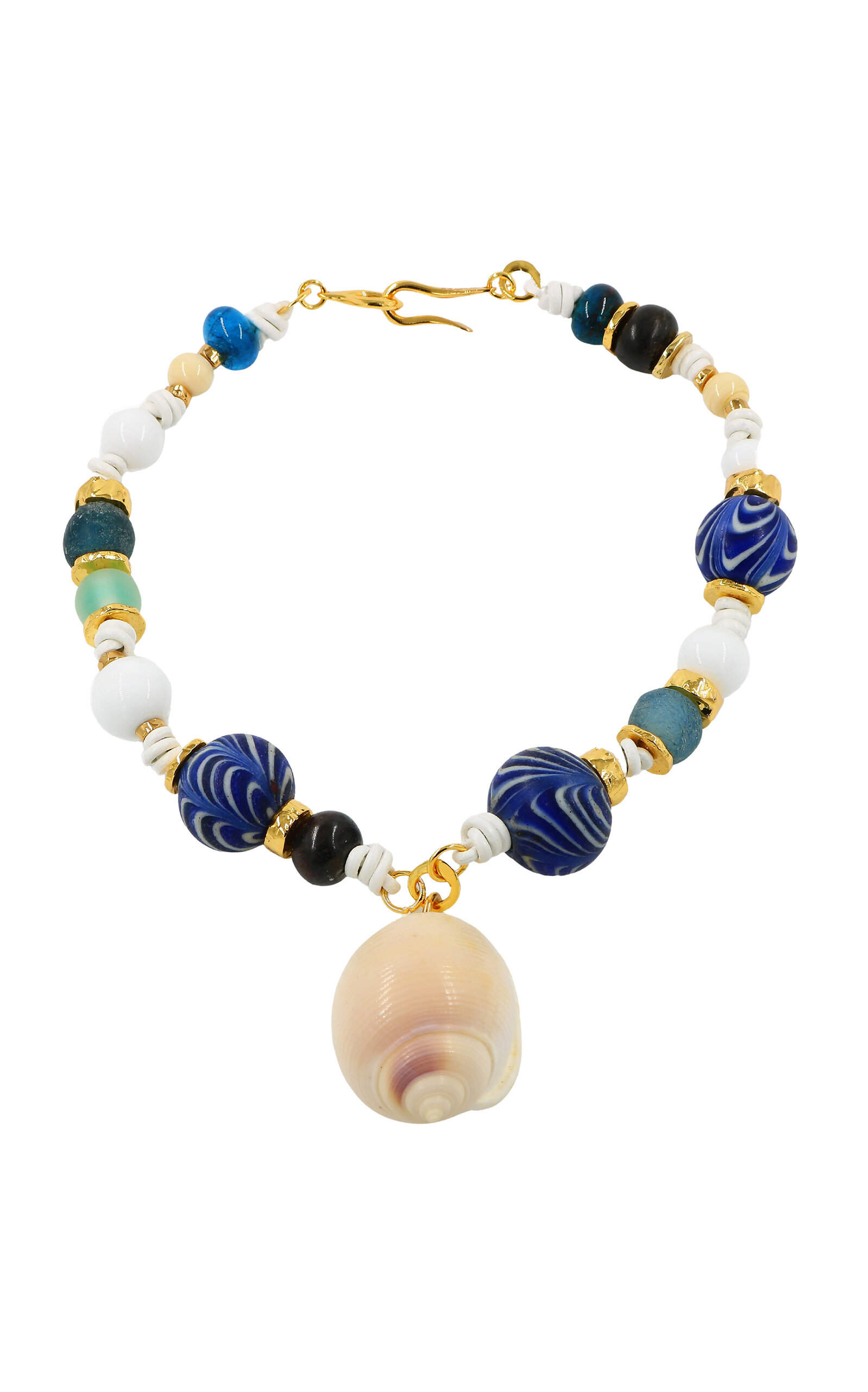 Shop Tohum Samsara Vintage Beads And Shell Necklace In Multi