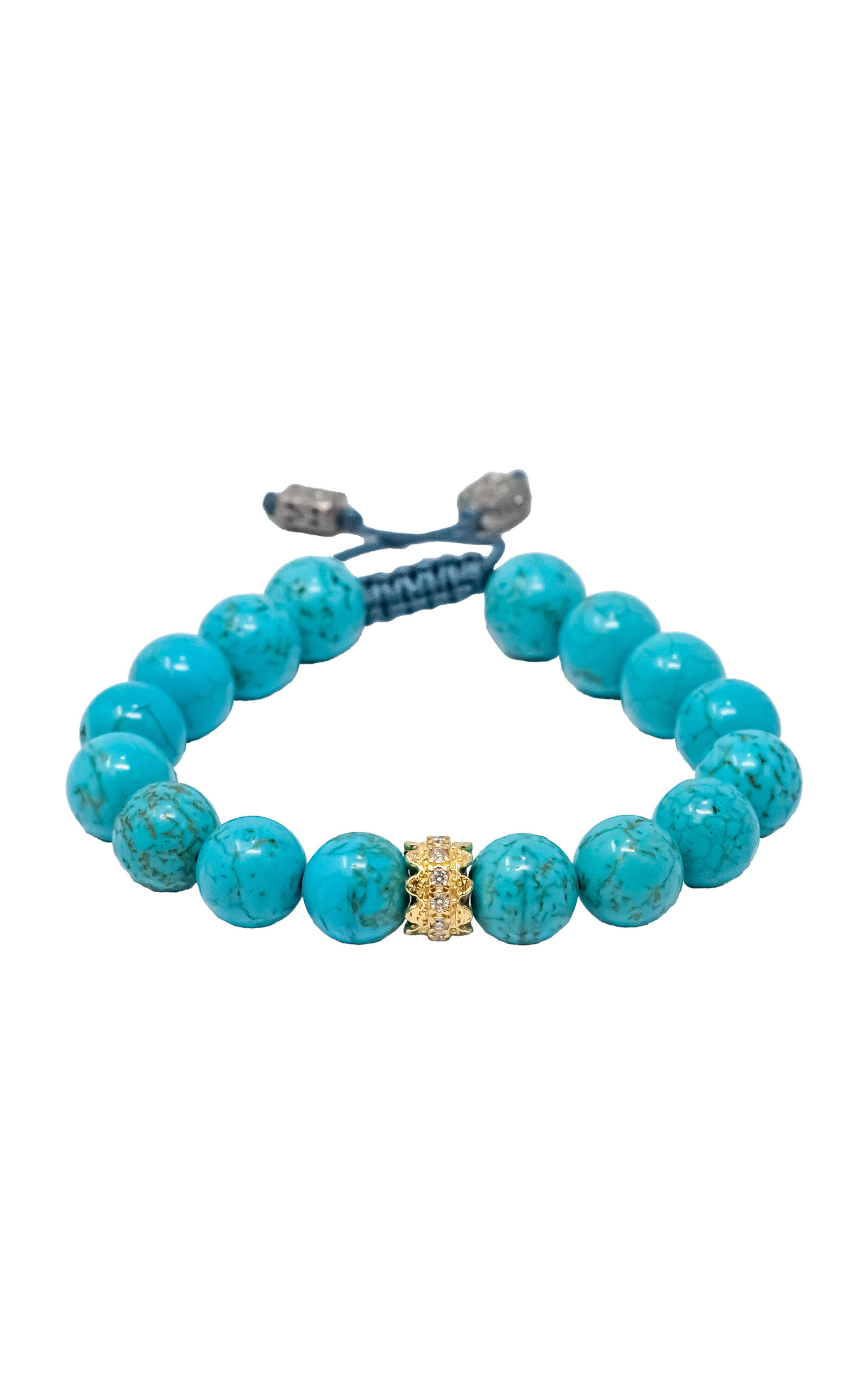 Shop Armenta 18k Yellow Gold; Diamond And Magnesite Beaded Bracelet In Blue