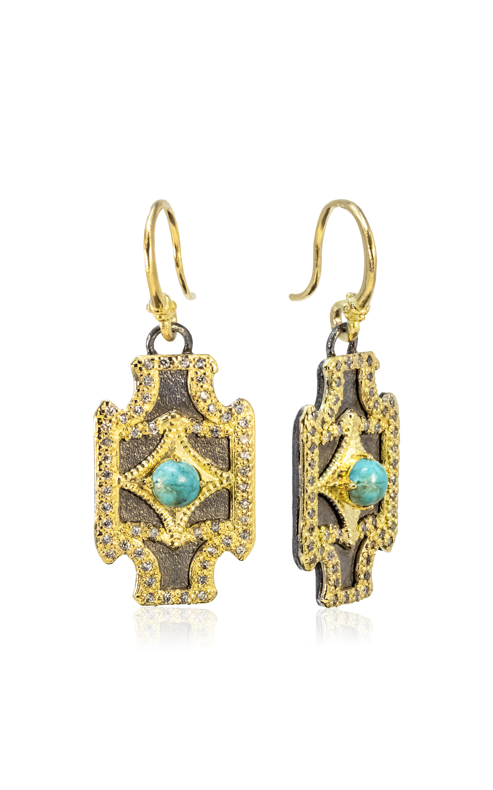 Shop Armenta 18k Yellow Gold And Sterling Silver Turquoise Earrings